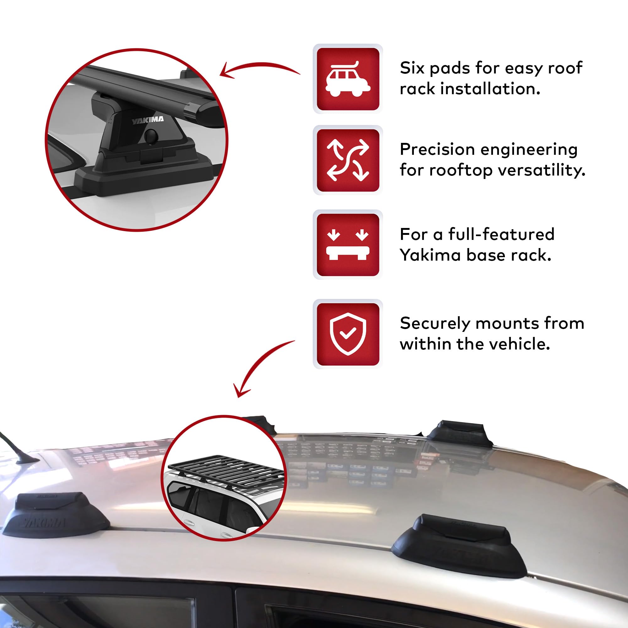 Yakima Landing Pad - Heavy Duty Roof Rack Mounting System for SUVs & Trucks | Secure & Easy Installation | Perfect for Road Trips, Camping & Outdoor Adventures