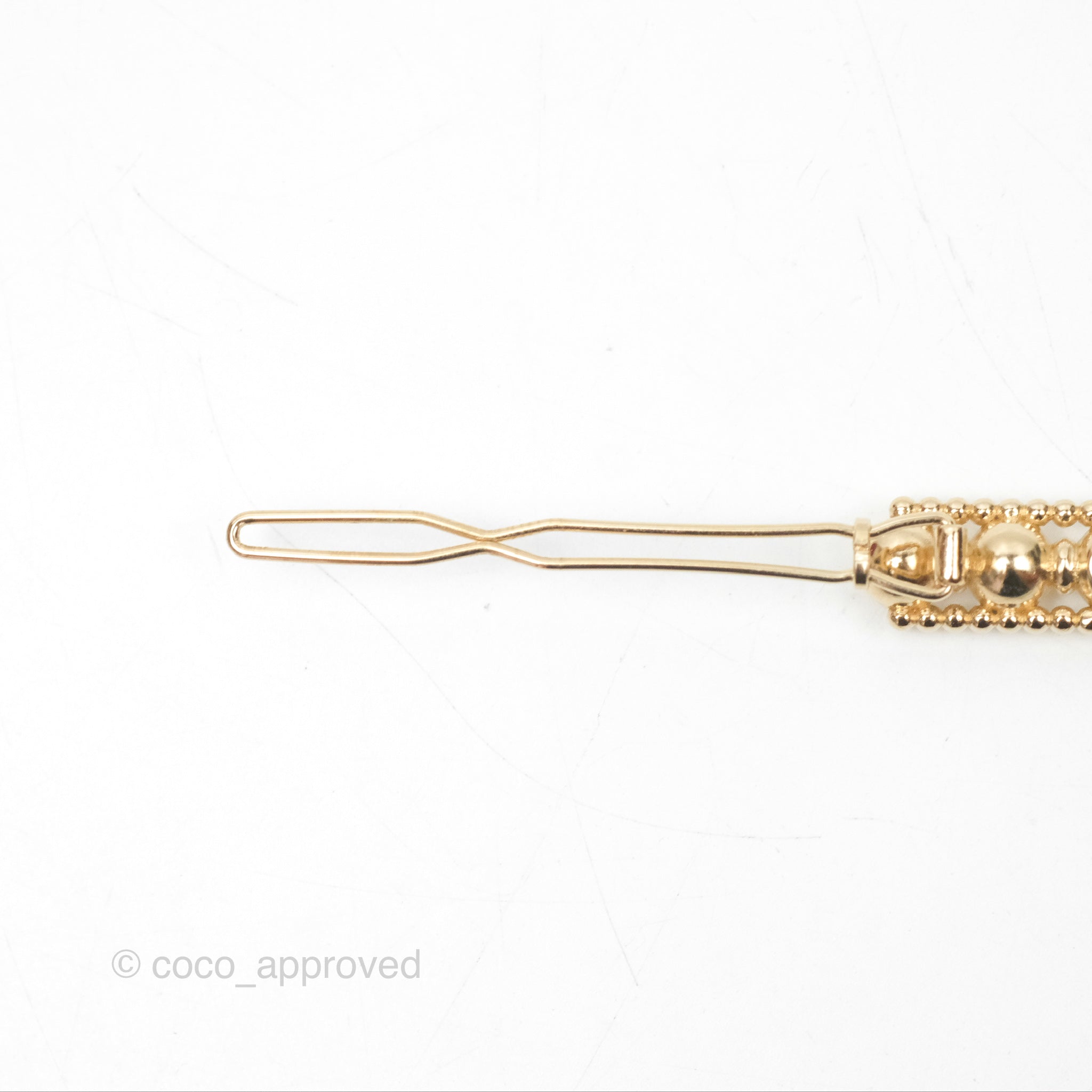 Chanel CC Crystal Beaded Hair Clip - Gold Tone Hair Accessory for Women | Perfect for Weddings, Parties & Special Occasions