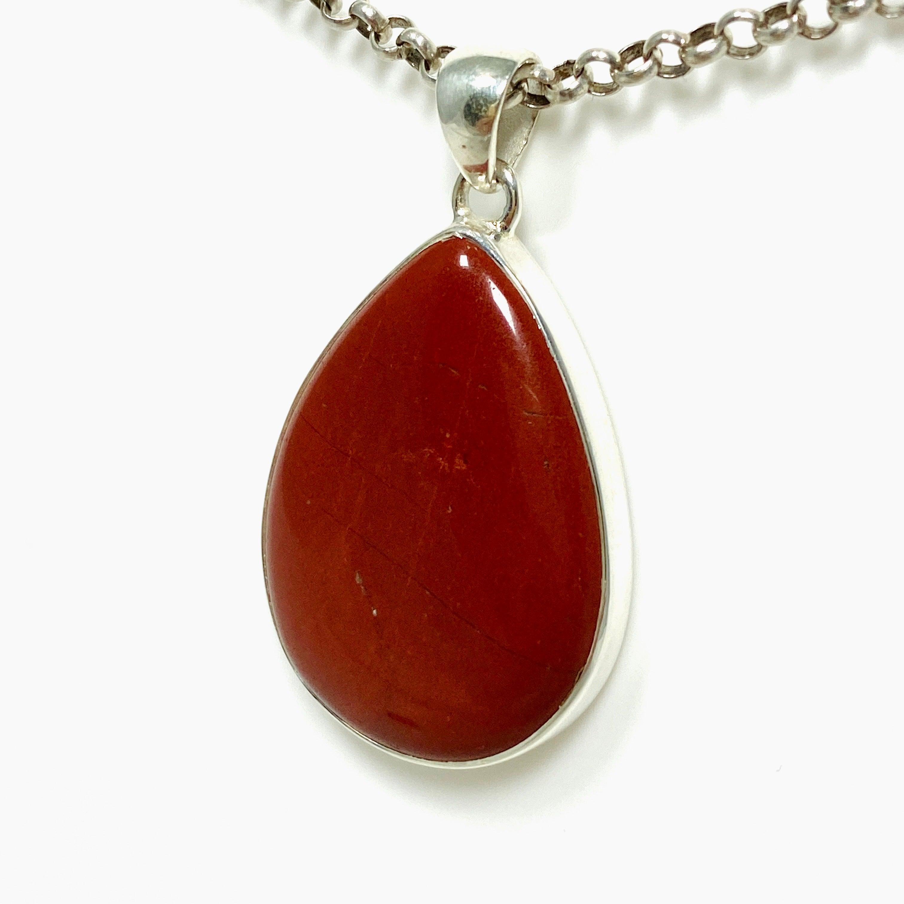 Red Jasper Teardrop Pendant Necklace KPGJ4443 - Natural Stone Jewelry for Women, Healing Crystal Gift for Meditation & Spiritual Protection