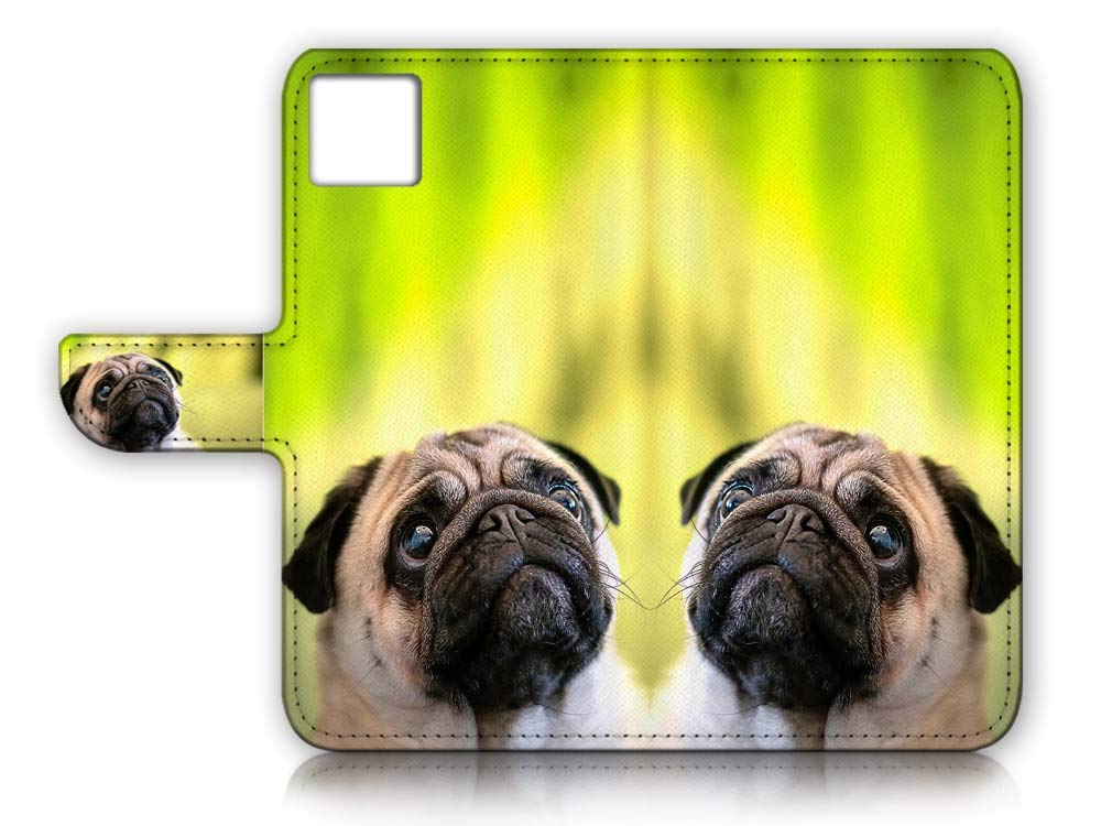 Cute Pug Dog Flip Wallet Phone Case for iPhone 12 & iPhone 12 Pro - A23062 | Slim Protective Cover with Card Slots | Perfect for Everyday Use & Travel Accessories