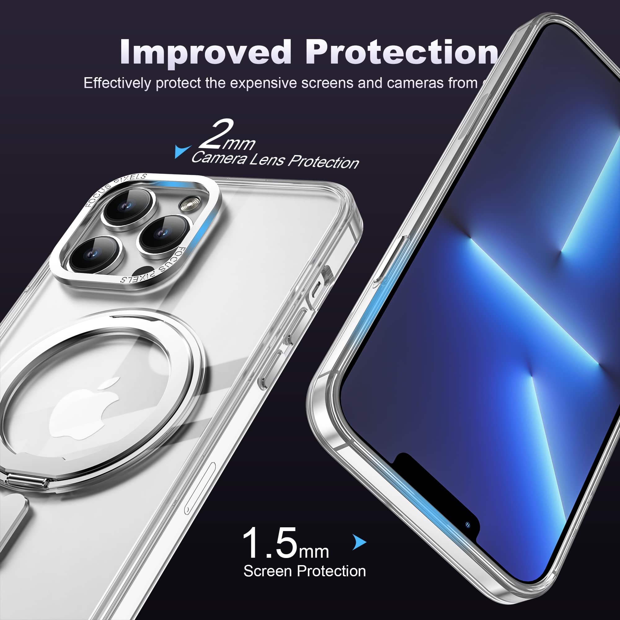 Magnetic Rotatable iPhone 13 Pro Max Case with 360° Stand | Magsafe Compatible | Military-Grade Shockproof Protection | 6.7
