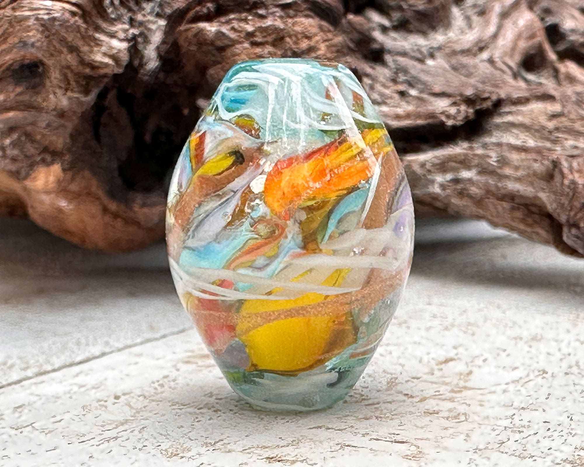 Handmade Sunset Rainbow Lampwork Glass Focal Bead for Jewelry Making - Perfect for Necklaces, Bracelets & DIY Craft Projects