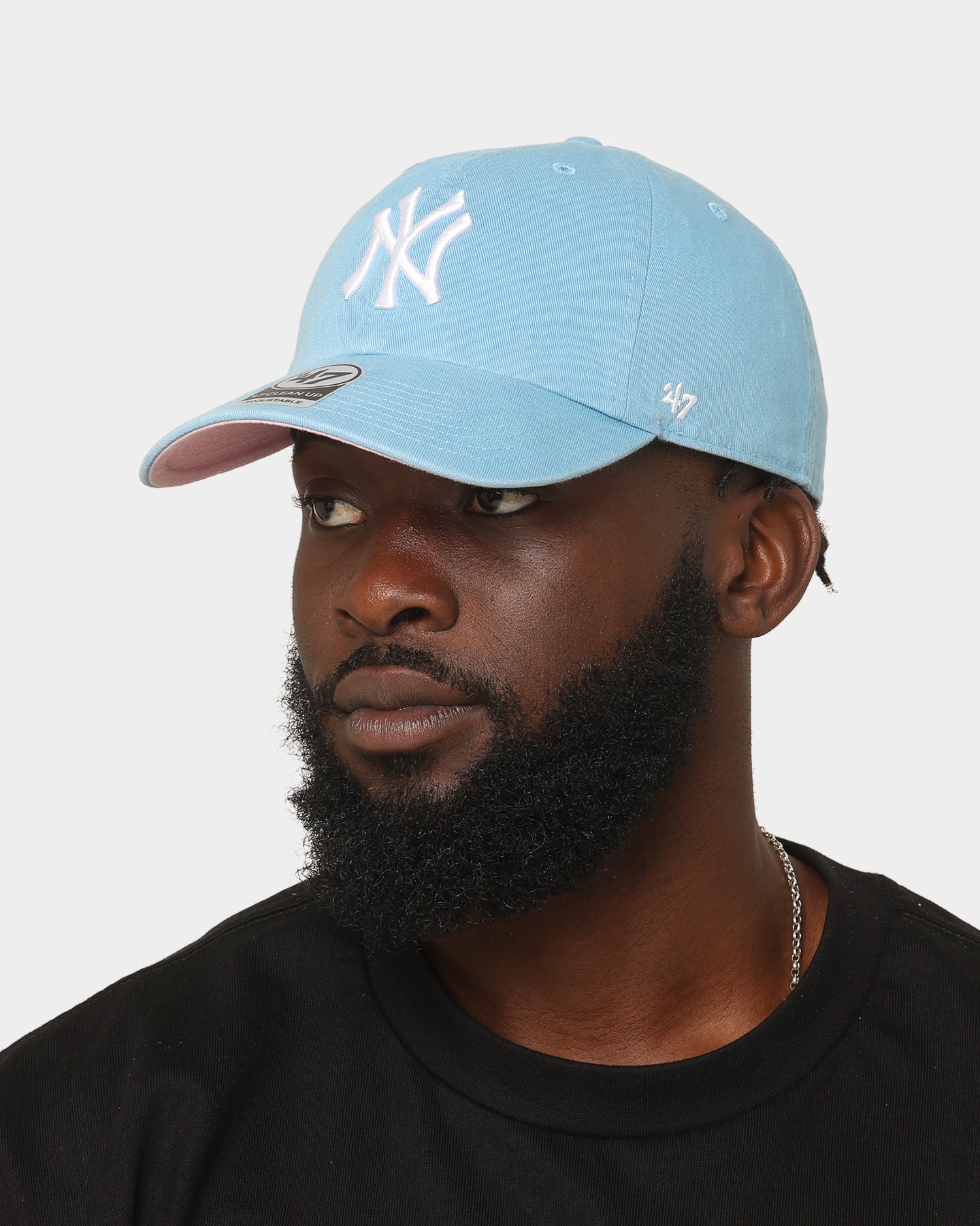 New York Yankees '47 Clean Up Adjustable Strapback Hat - Columbia Blue | Official MLB Baseball Cap for Men & Women | Perfect for Games, Streetwear & Casual Outfits