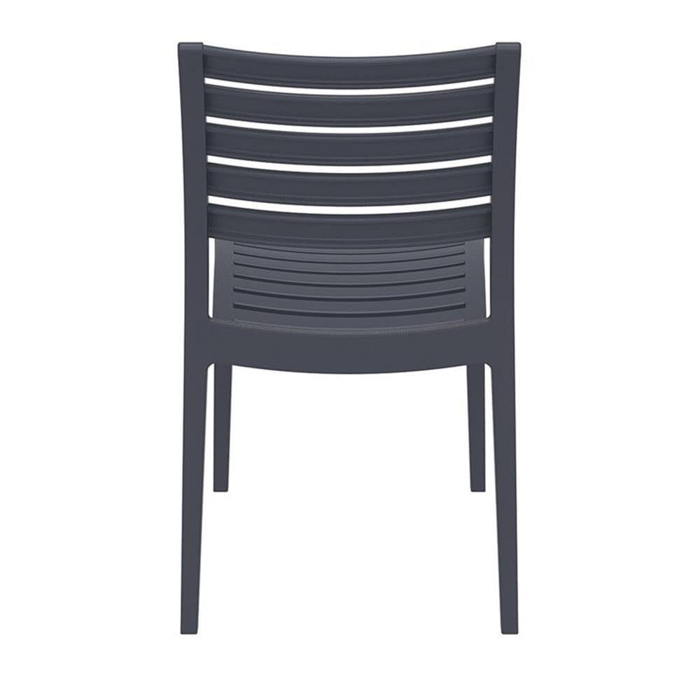 Dark Gray Outdoor Patio Dining Chairs Set of 2 - Weather-Resistant Ares Collection for Backyard, Garden & Poolside Relaxation