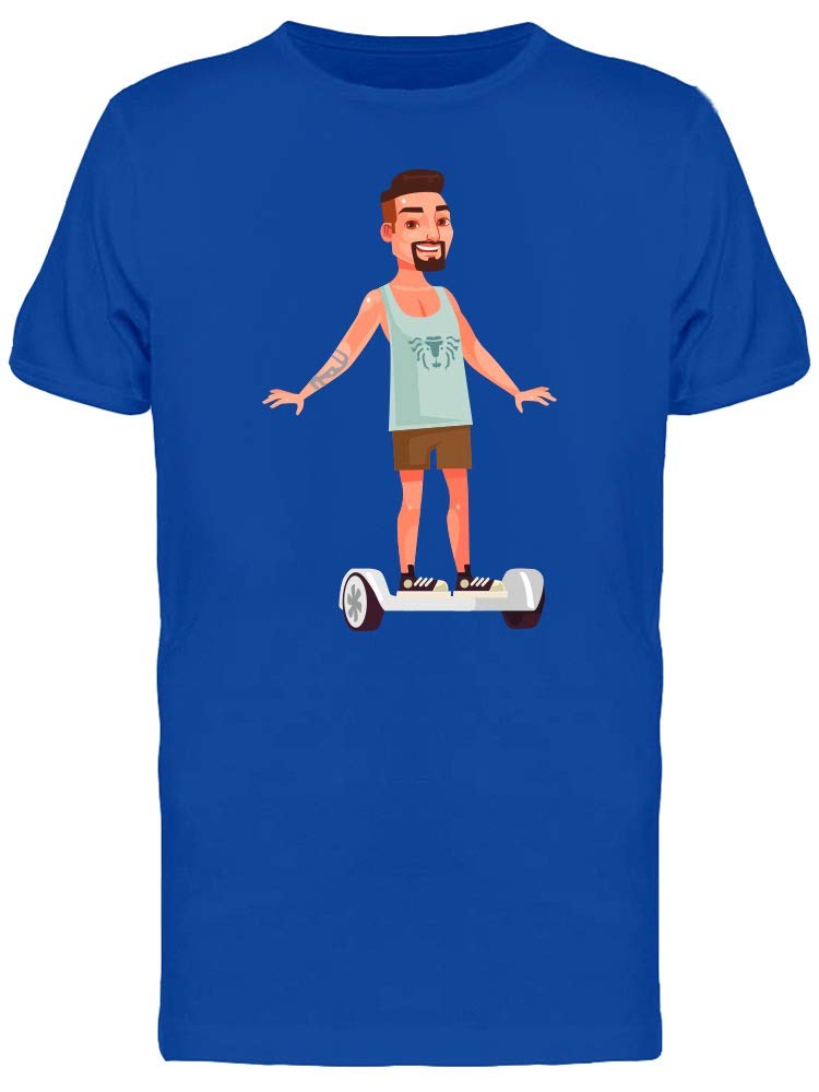 Happy Man Riding Hoverboard Graphic T-Shirt for Men - Cool Streetwear & Casual Outfit Essential