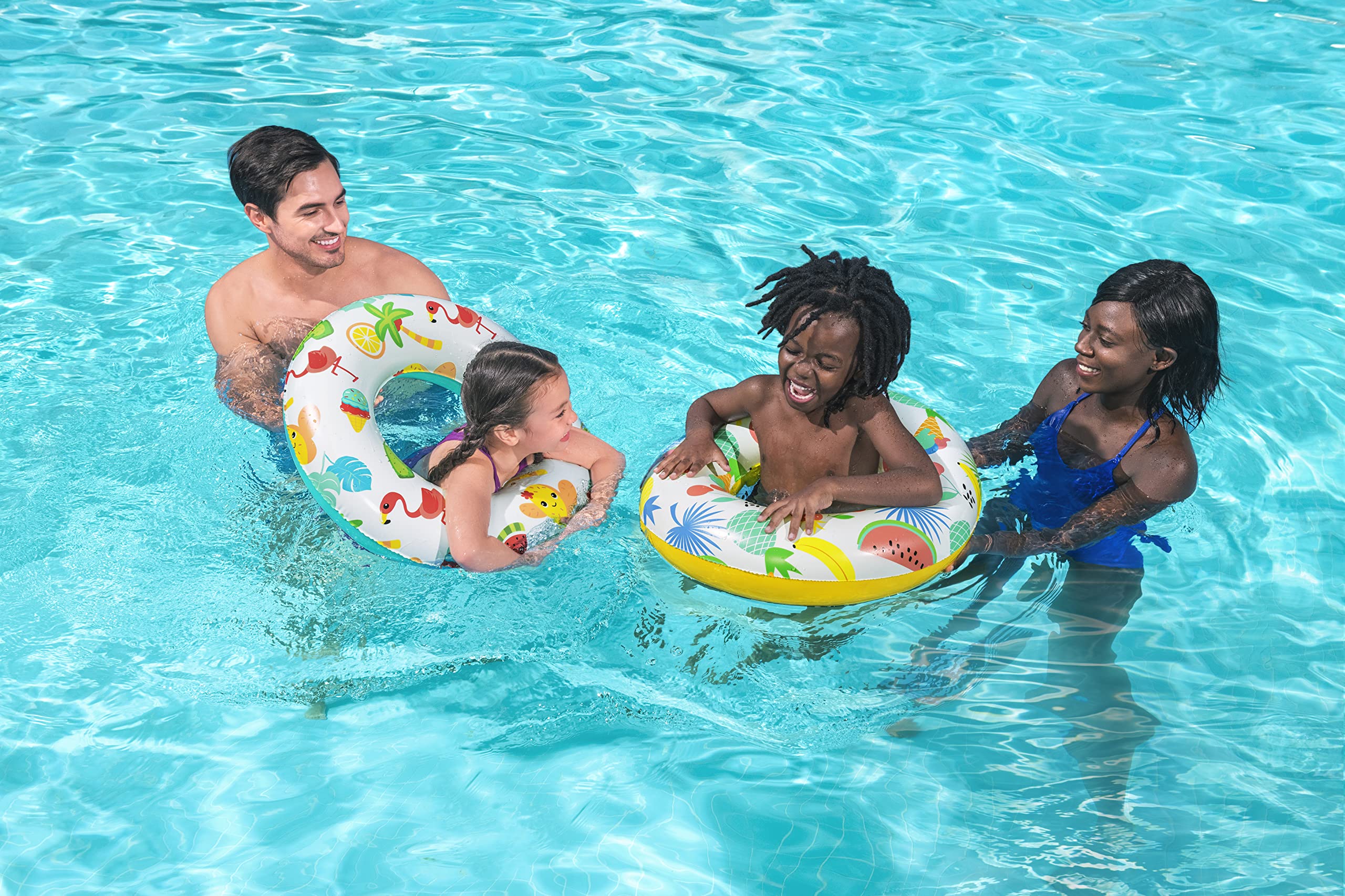 Bestway Inflatable Swimming Ring - Fruit World Design, 61 cm Diameter, Fun Pool Float for Kids & Adults, Perfect for Beach, Pool Parties & Summer Water Activities
