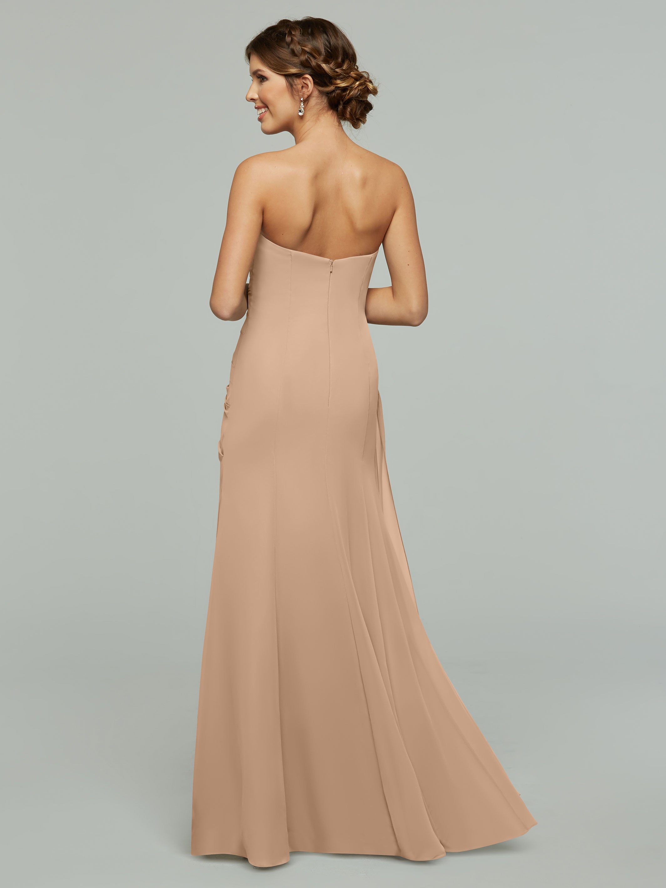 Elegant Strapless Sweetheart Chiffon Bridesmaid Dress with Ruching - Perfect for Weddings, Formal Events & Special Occasions