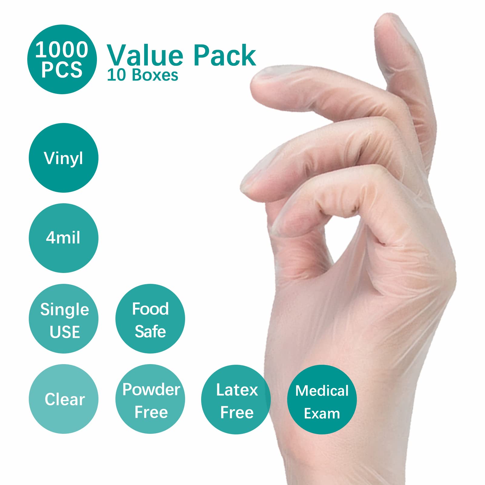 **Food Safe Clear Vinyl Disposable Gloves - Latex Free, Powder Free - Ideal for Cooking, Baking, Food Prep & Cleaning - Perfect for Restaurants, Catering & Home Kitchens**