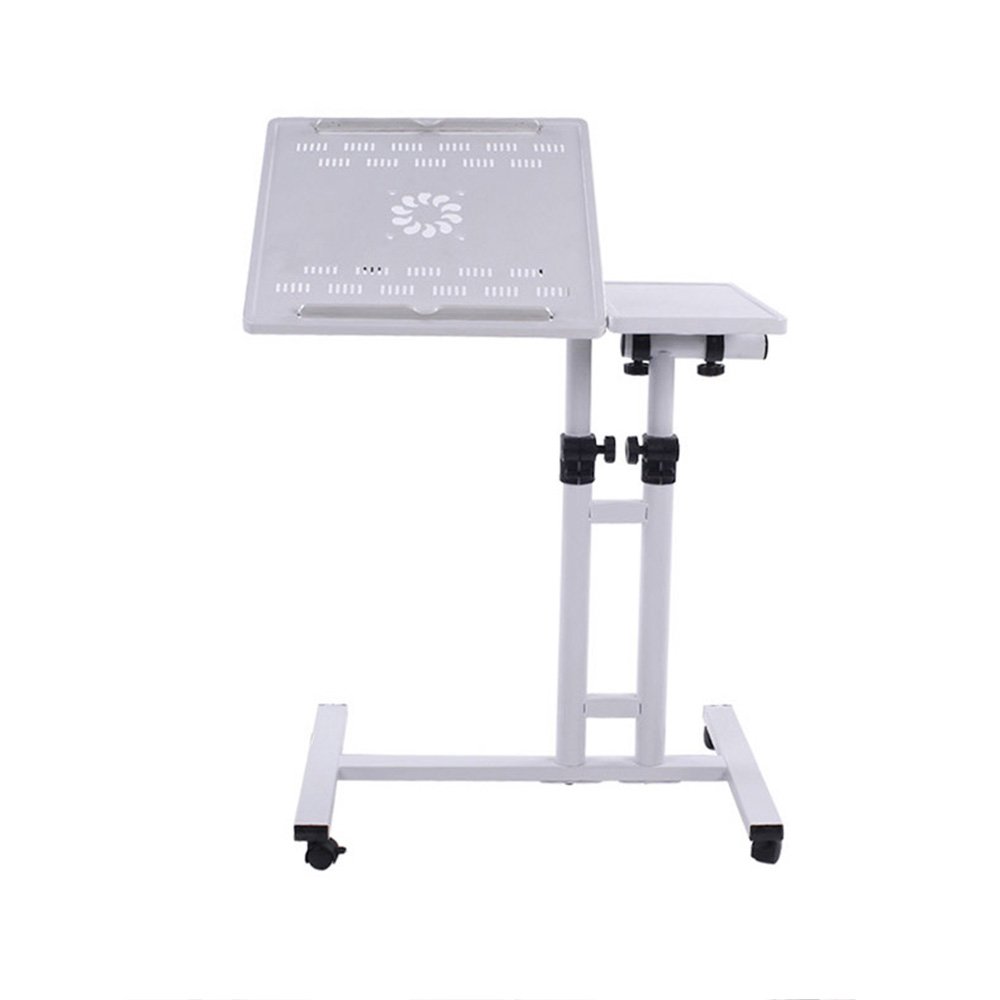 Adjustable Height Mobile Computer Desk - Modern White Rolling Laptop Table for Home Office, Bedroom, Study & Dorm Room - Perfect for Work, Gaming & Remote Learning