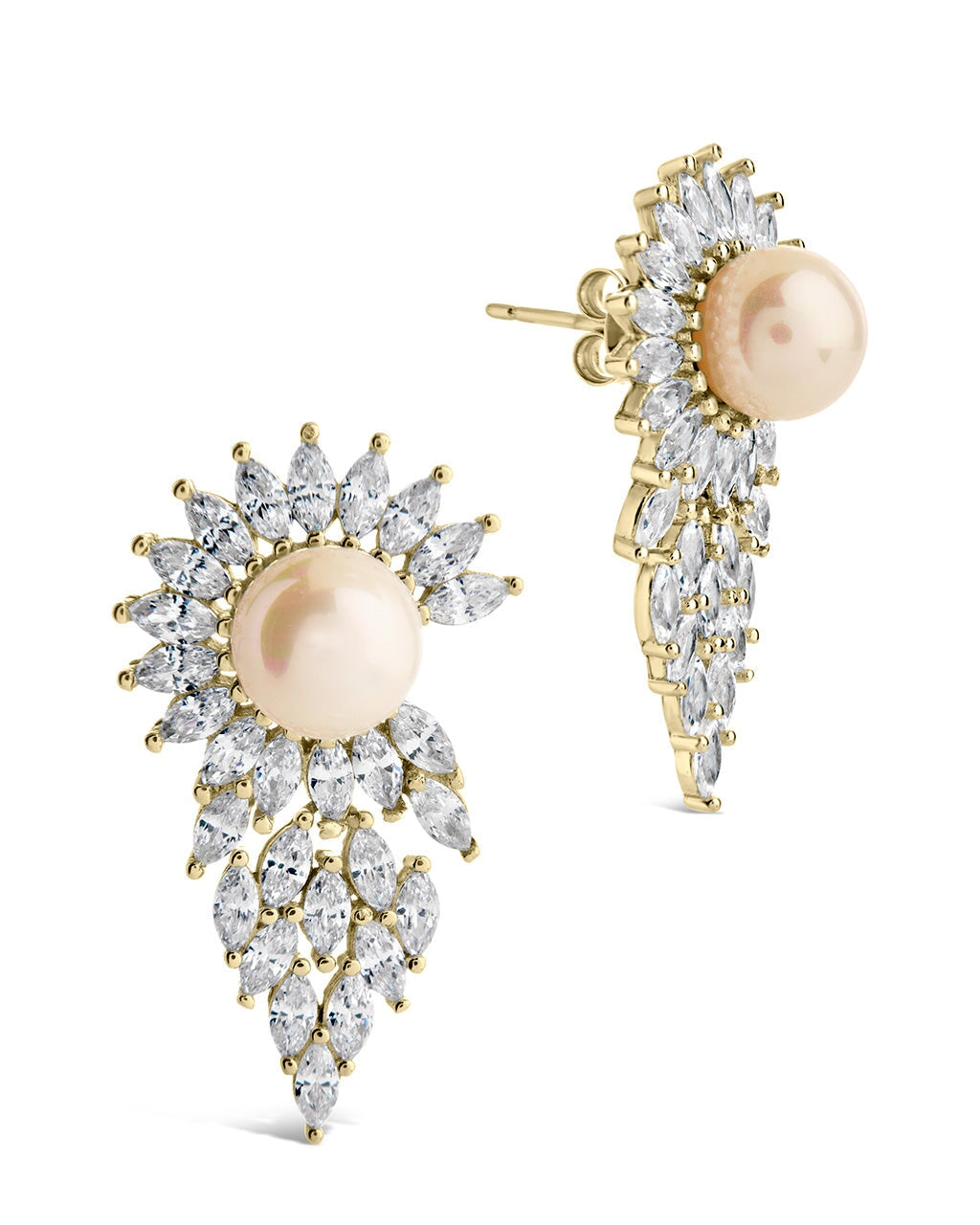 Rhianna CZ & Pearl Statement Stud Earrings for Women – Elegant Fashion Jewelry for Parties, Weddings & Special Occasions
