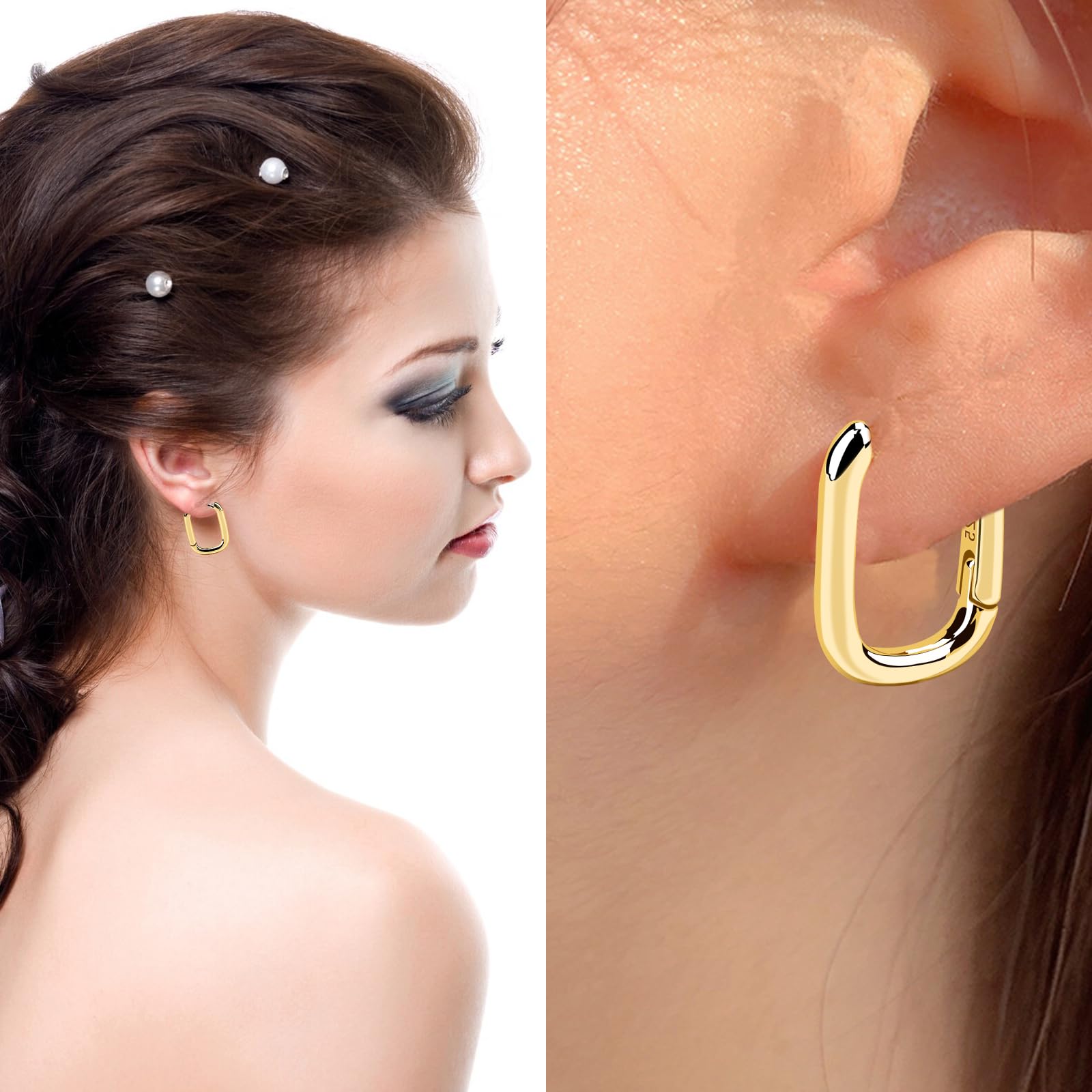 4pcs S925 Sterling Silver Hoop Earrings for Women - Small Oval U-Shaped Minimalist Hoops - Hypoallergenic Comfort Fit Jewelry - Perfect for Everyday Wear, Office & Special Occasions