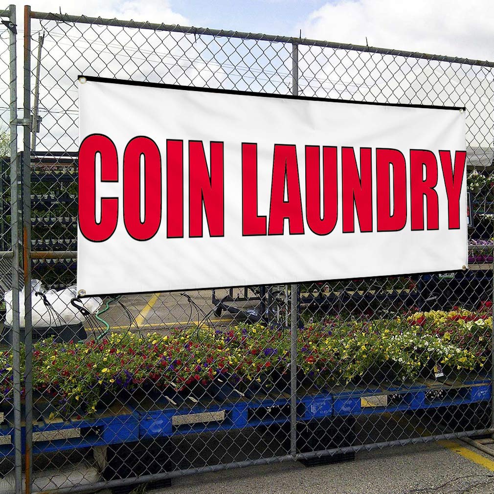 Vinyl Banner 48x96 Inches - Weatherproof Outdoor Advertising Sign for Coin Laundry & Business - Multiple Sizes Available with 8 Grommets - Perfect for Yard Signs, Industrial Use & Commercial Printing