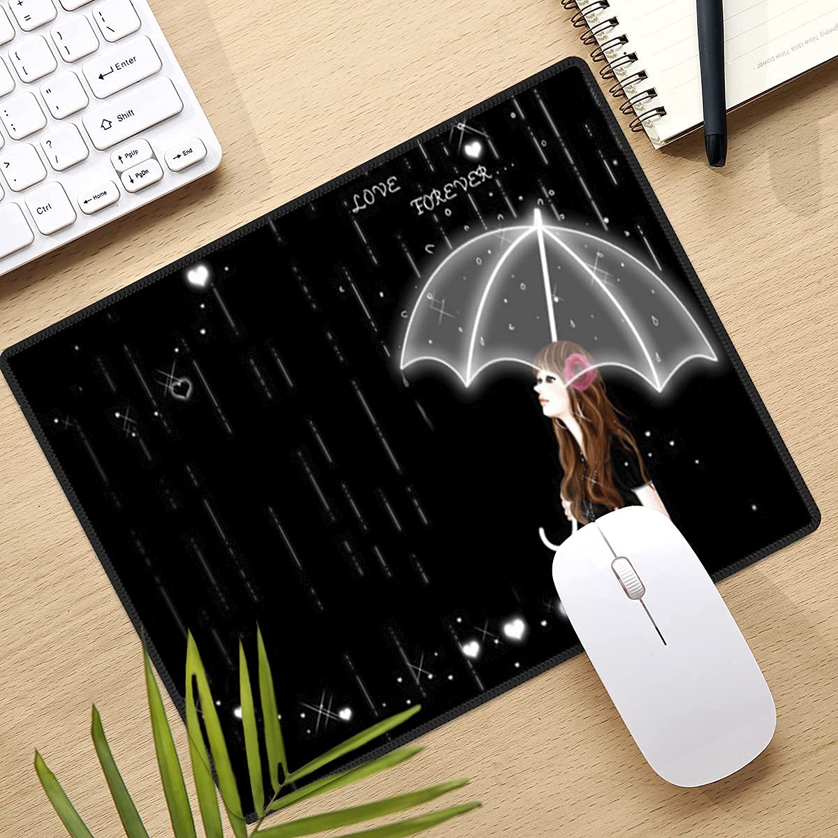 Qisan Non-Slip Rubber Base Gaming Mouse Pad - Foldable Comfort Mouse Mat for PC, Laptop, Keyboard | High Resolution Rectangle Desk Pad for Office & Gaming (Umbrella Girl Design) - Perfect for Esports, Work & Home Computer Setup