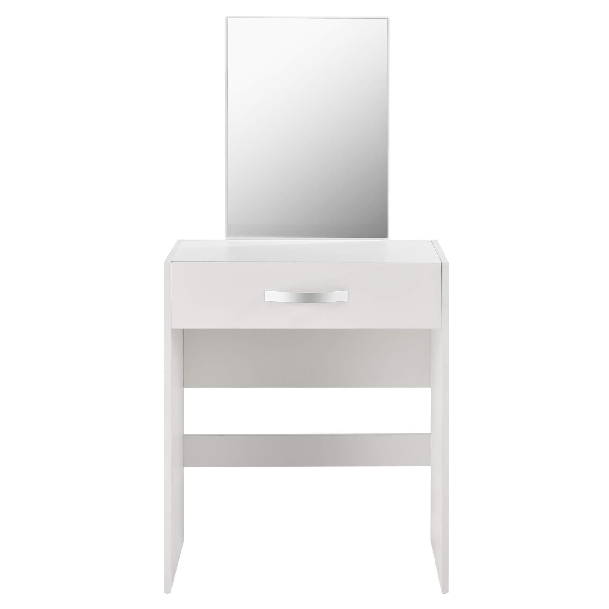 White Vanity Makeup Table Set with Mirror & Stool - 132 x 63 x 39 cm Cosmetic Dressing Table with Drawer, Comb & Chair for Bedroom, Salon, Bridal Dressing Room & Home Decor