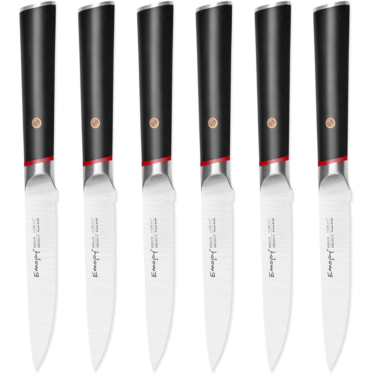 Premium Steak Knives Set - 6 or 8 Piece High-Carbon Stainless Steel Knives with Ergonomic Handles - Perfect for Steak Dinners, BBQ Parties & Fine Dining Experience