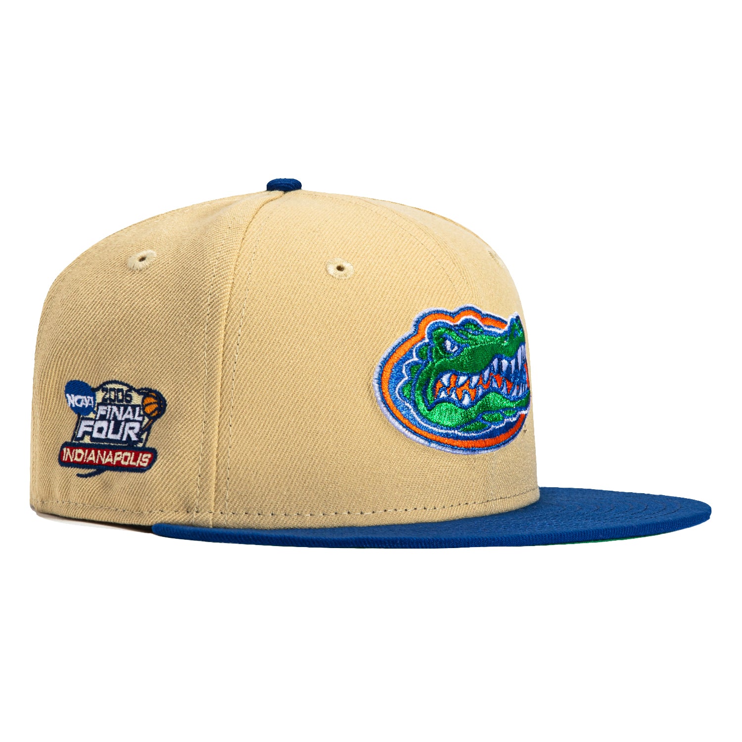 New Era 59Fifty Florida Gators 2006 Final Four Patch Snapback Hat - Tan & Royal Blue - NCAA Basketball Fan Gear for Men & Women - Perfect for Game Day, Collectors and Sports Enthusiasts