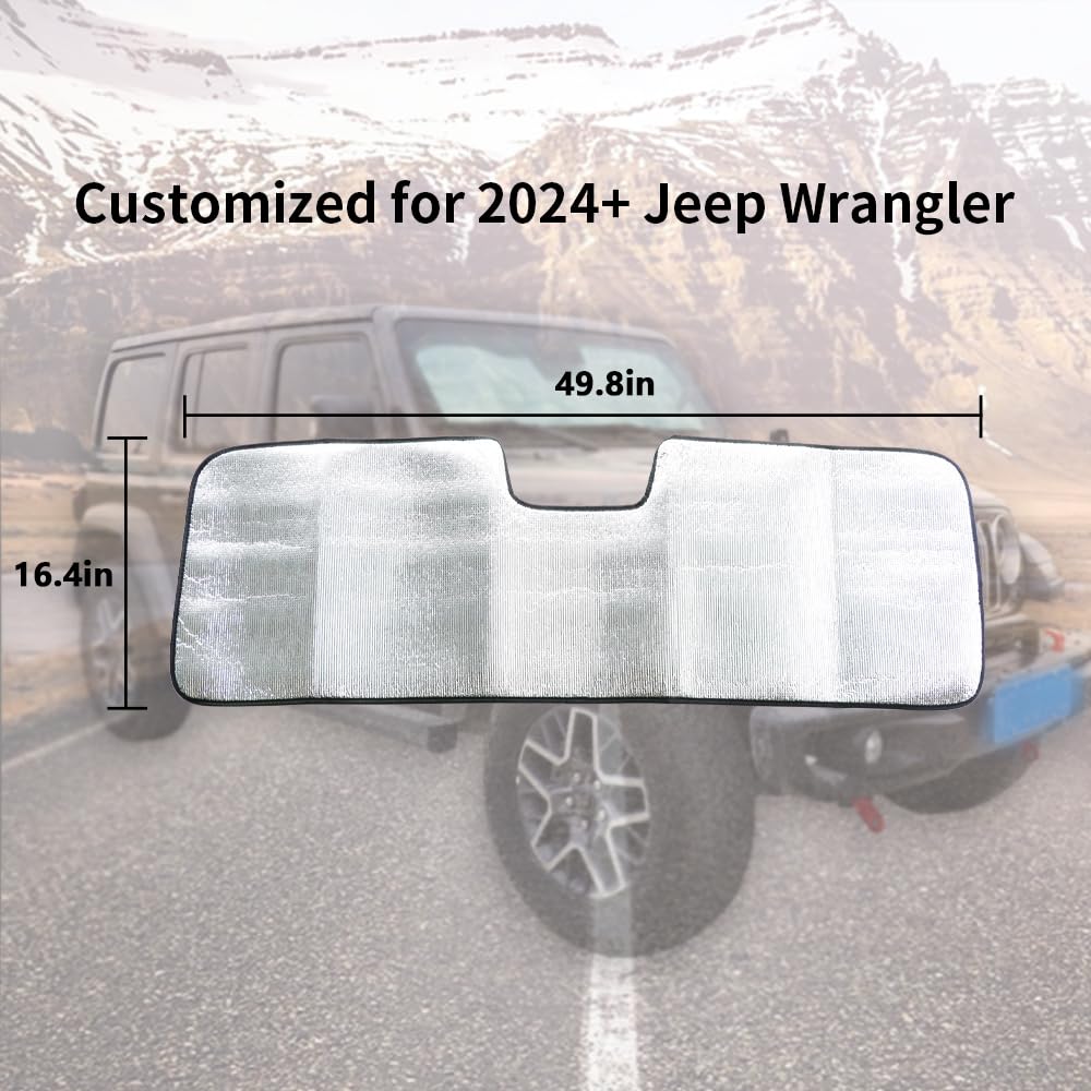 2024-2025 Jeep Wrangler JL Windshield Sun Shade - Foldable Sun Visor & Heat Shield for UV Protection | Perfect for Summer Parking, Road Trips & Outdoor Adventures