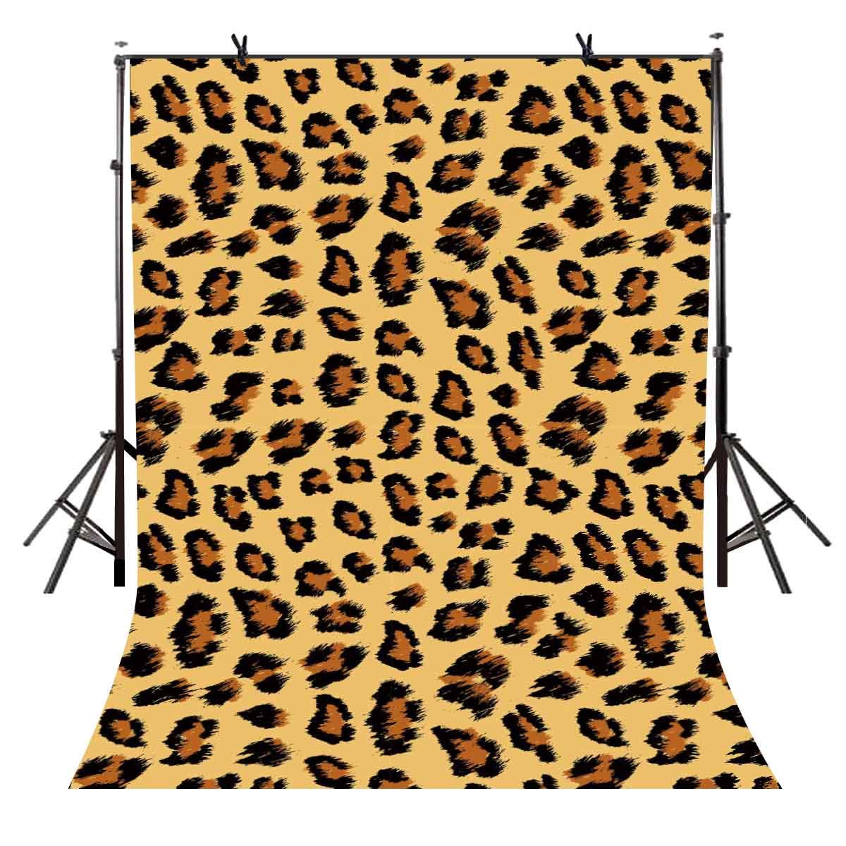 EOA 5'W x7'H FT Leopard Print Photography Backdrop - Black & Brown Spots Wild Animal Pattern Studio Background for Bachelorette Parties, Fashion Shoots & Home Decor