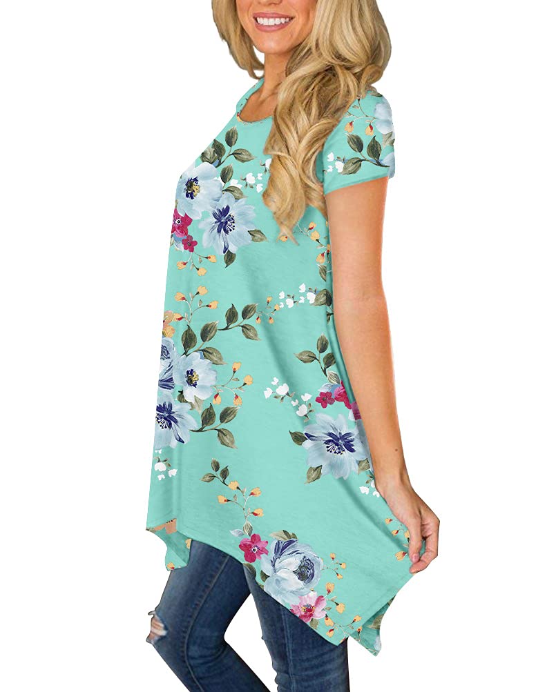 POPYOUNG Women's 2025 Summer Short Sleeve Tunic Top - Casual Swing Blouse Shirt for Work, Beach & Everyday Wear