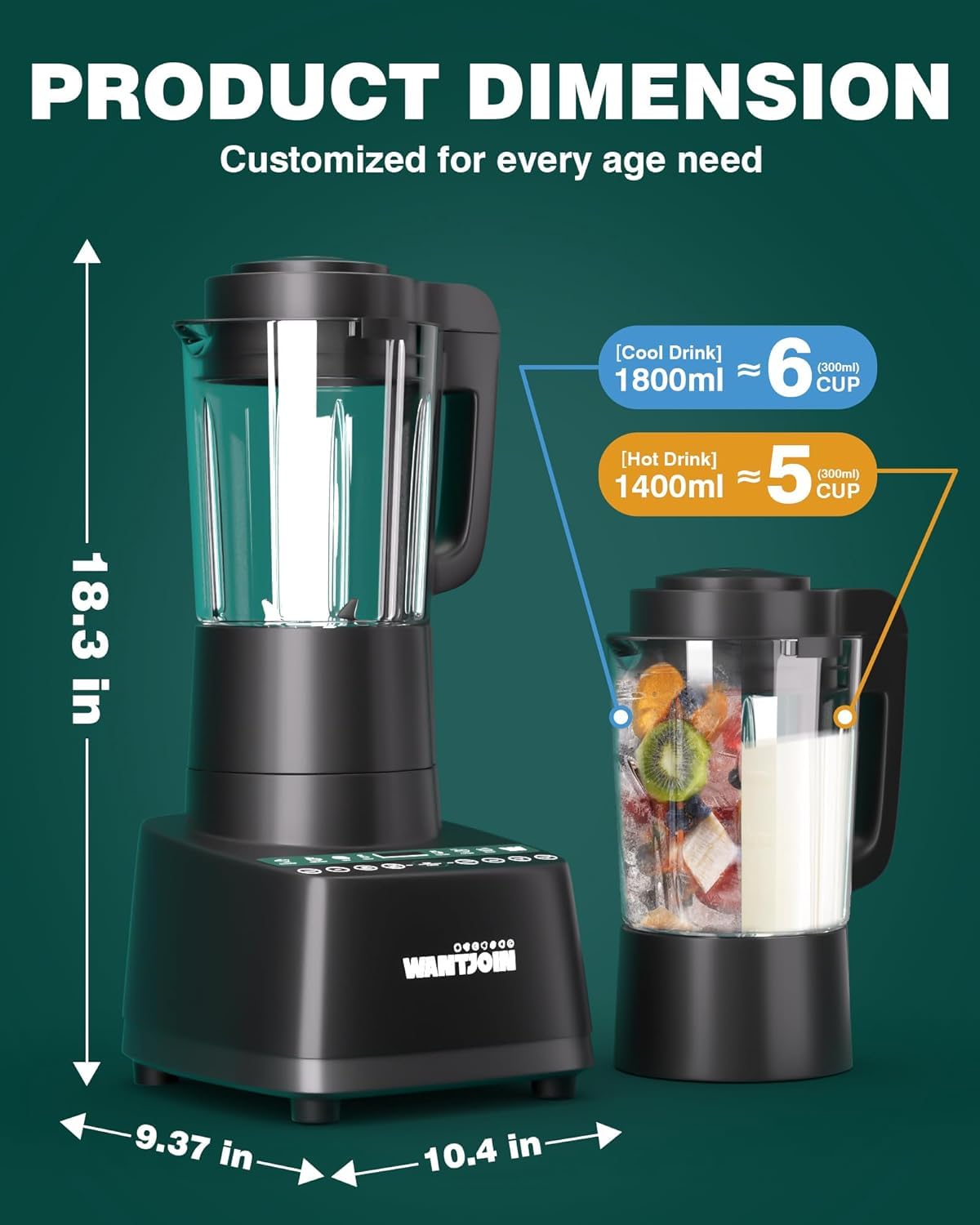 **24000RPM High-Speed Multifunctional Blender - 9 One-Touch Programs, 12H Delay Cook, 60oz Capacity for Hot & Cold Blending - Perfect for Nut Butters, Soups, Shakes, Smoothies & Soy Milk - Ideal for Kitchens, Smoothie Bars & Healthy Lifestyles**