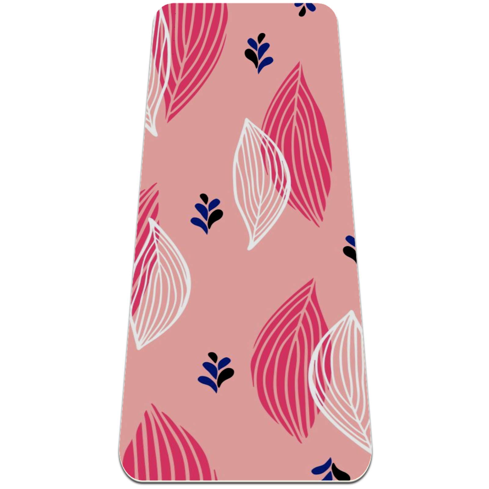 AISSO Non-Slip Thick Yoga Mat for Women - 72x24in x 6mm Pink Rosy Leaves Design, Perfect for Yoga, Pilates & Floor Workouts | Ideal for Home Gym, Studio & Outdoor Fitness Sessions