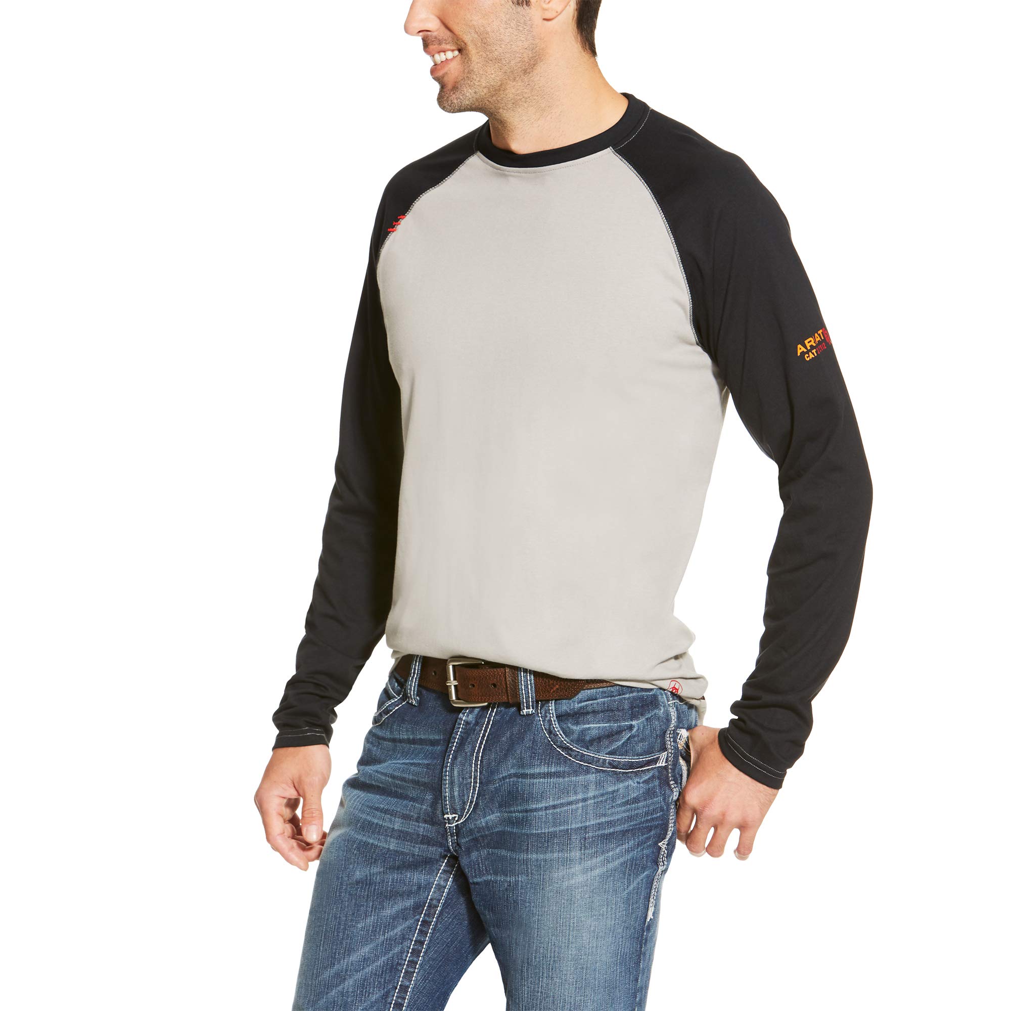 ARIAT Men's FR Baseball T-Shirt - Moisture Wicking Performance Shirt for Baseball, Sports & Casual Wear - Comfortable Cotton Blend Tee for Men's Athletic & Outdoor Activities