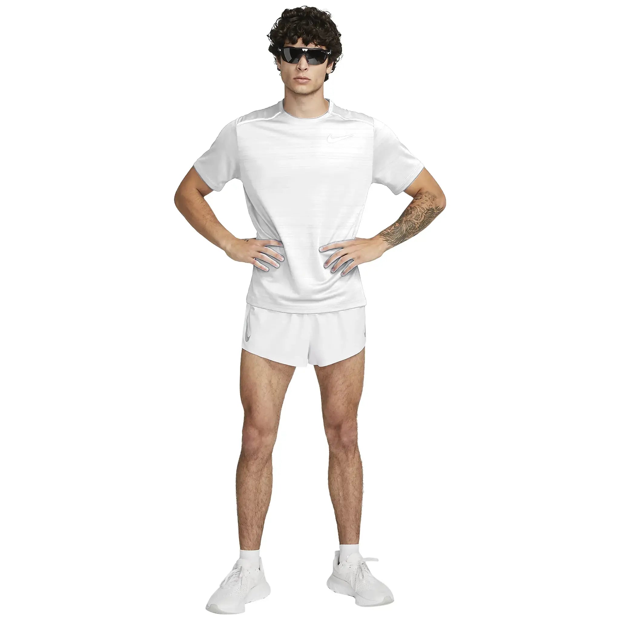 Nike Dri-FIT 1.0 White Running T-Shirt for Men - Lightweight Moisture-Wicking Athletic Shirt for Jogging, Gym Workouts & Marathon Training