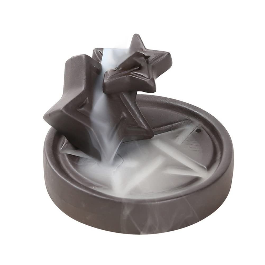 HANABASS Ceramic Backflow Incense Burner - Five-Pointed Star Purple Sand Backflow Censer, Tabletop Waterfall Star Decor for Meditation, Yoga, Home & Office Relaxation
