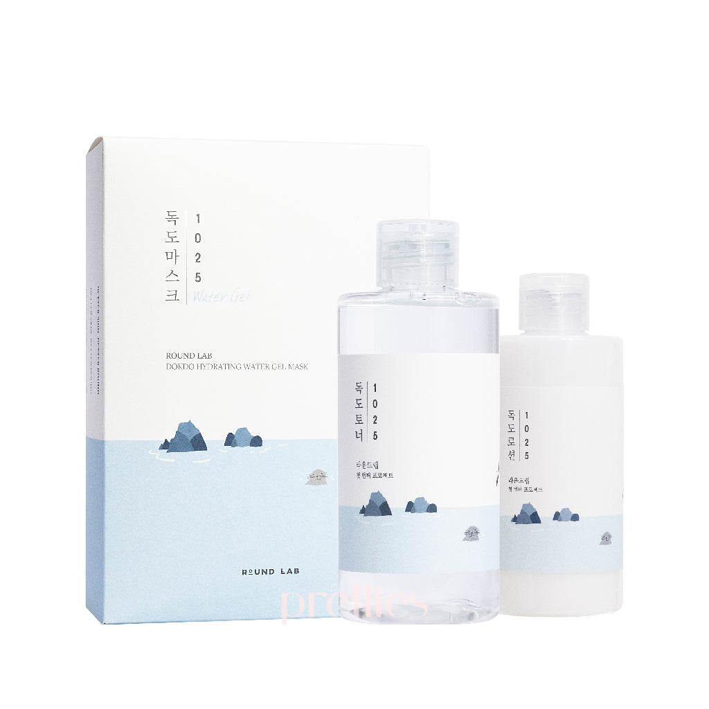 ROUND LAB 1025 Dokdo Skincare Set - Hydrating Lotion, Soothing Water Gel Mask & Refreshing Toner for Daily Korean Beauty Routine | Perfect for Dry, Sensitive Skin & Morning/Night Care