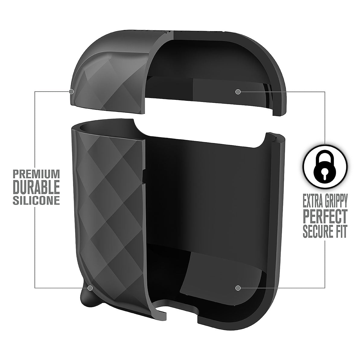 Premium AirPods 1st & 2nd Gen Protective Case with Carabiner Clip - Durable Cover for Apple Wireless Earbuds - Perfect for Gym, Travel & Outdoor Activities