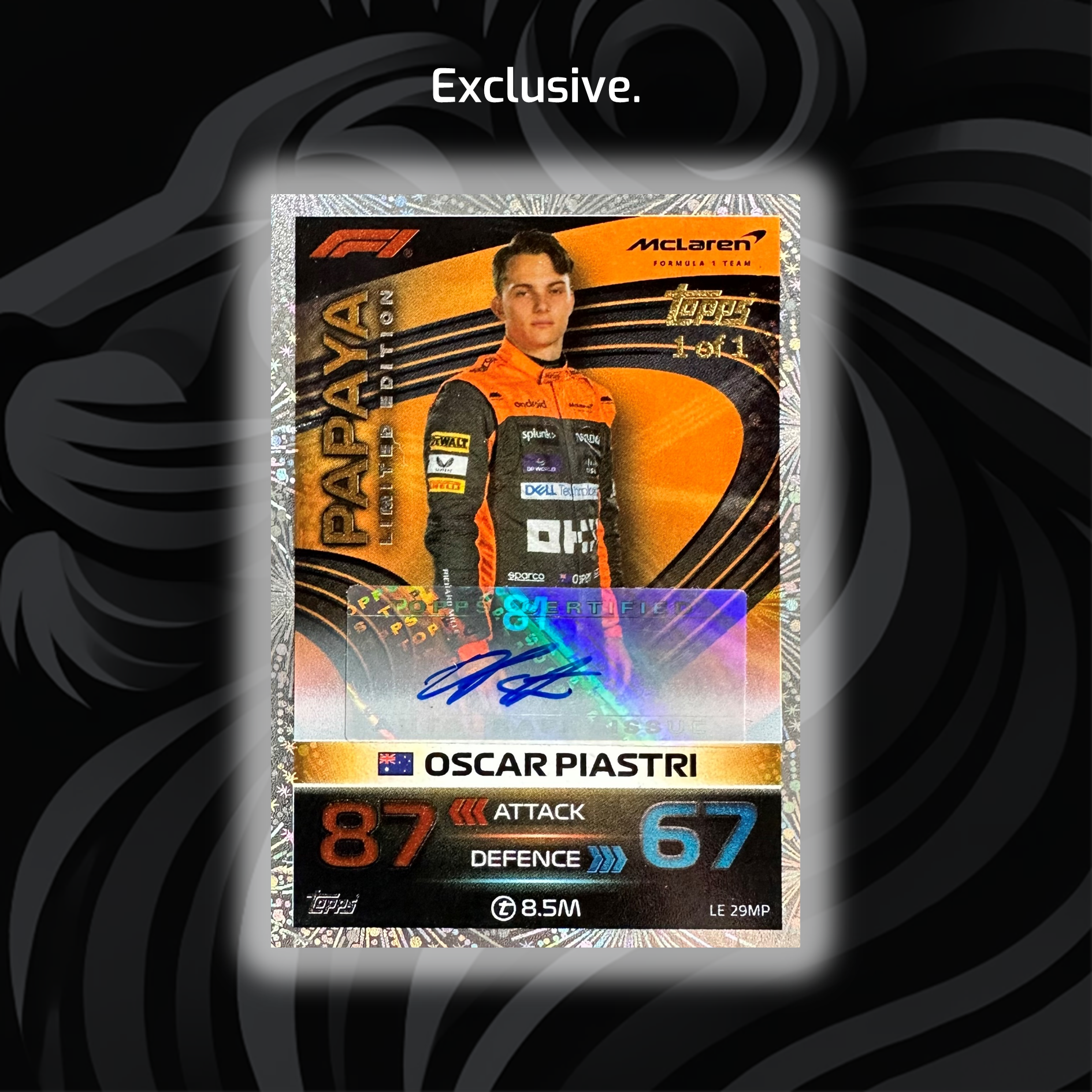 2023 Oscar Piastri #LE29MP Papaya Autographed Rookie Card - GP Exclusive Collectible for F1 Racing Fans & Memorabilia Enthusiasts - Perfect for Display, Trading, and Sports Collections