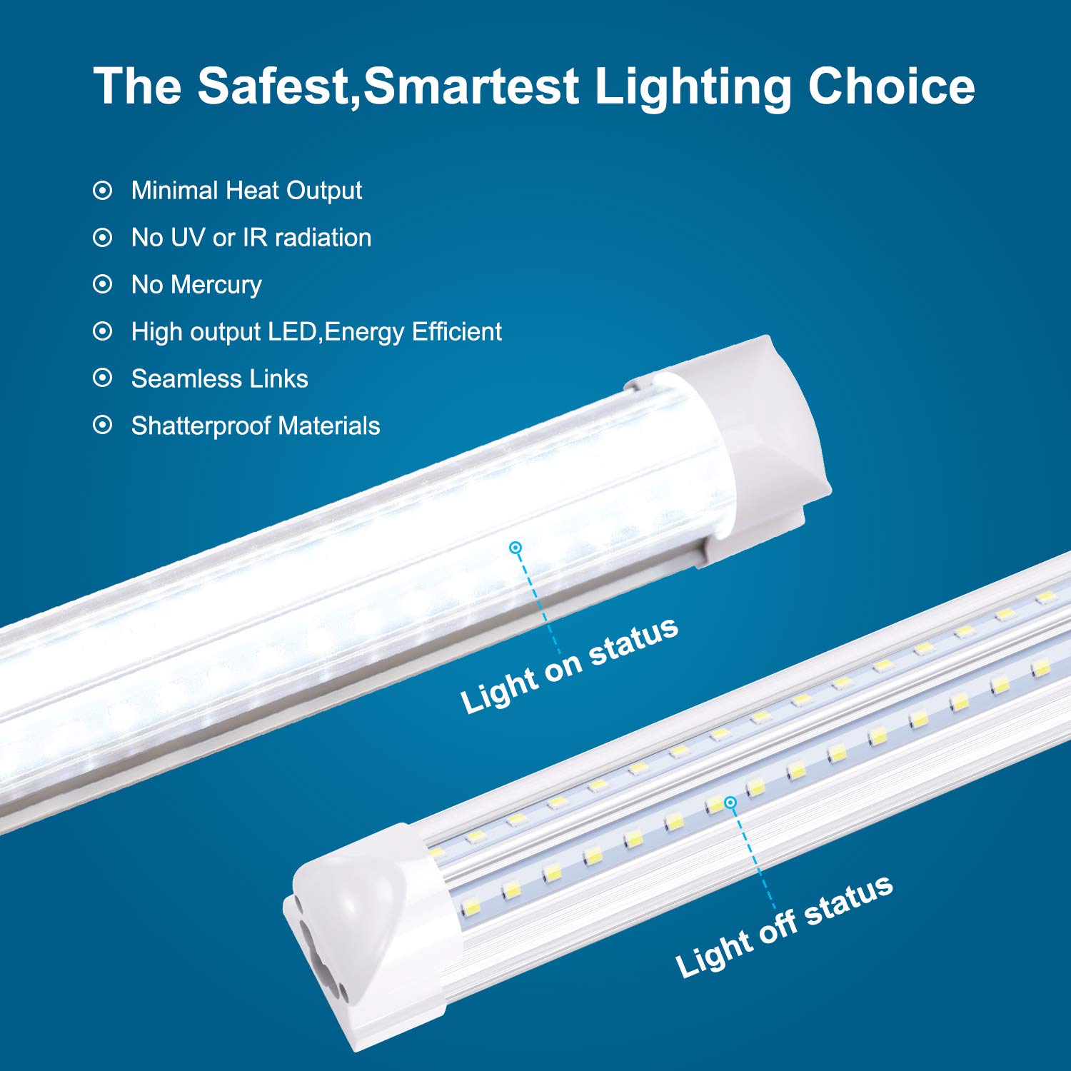 8FT Linkable LED Shop Light - 100W 12000LM High Output, T8 Integrated LED Tube Fixture with V-Shape Design, 6000K Bright White - Perfect for Garage, Warehouse, Workshop Lighting - Plug and Play Installation (10-Pack) - Energy Efficient Lighting Solution for Commercial & Industrial Spaces