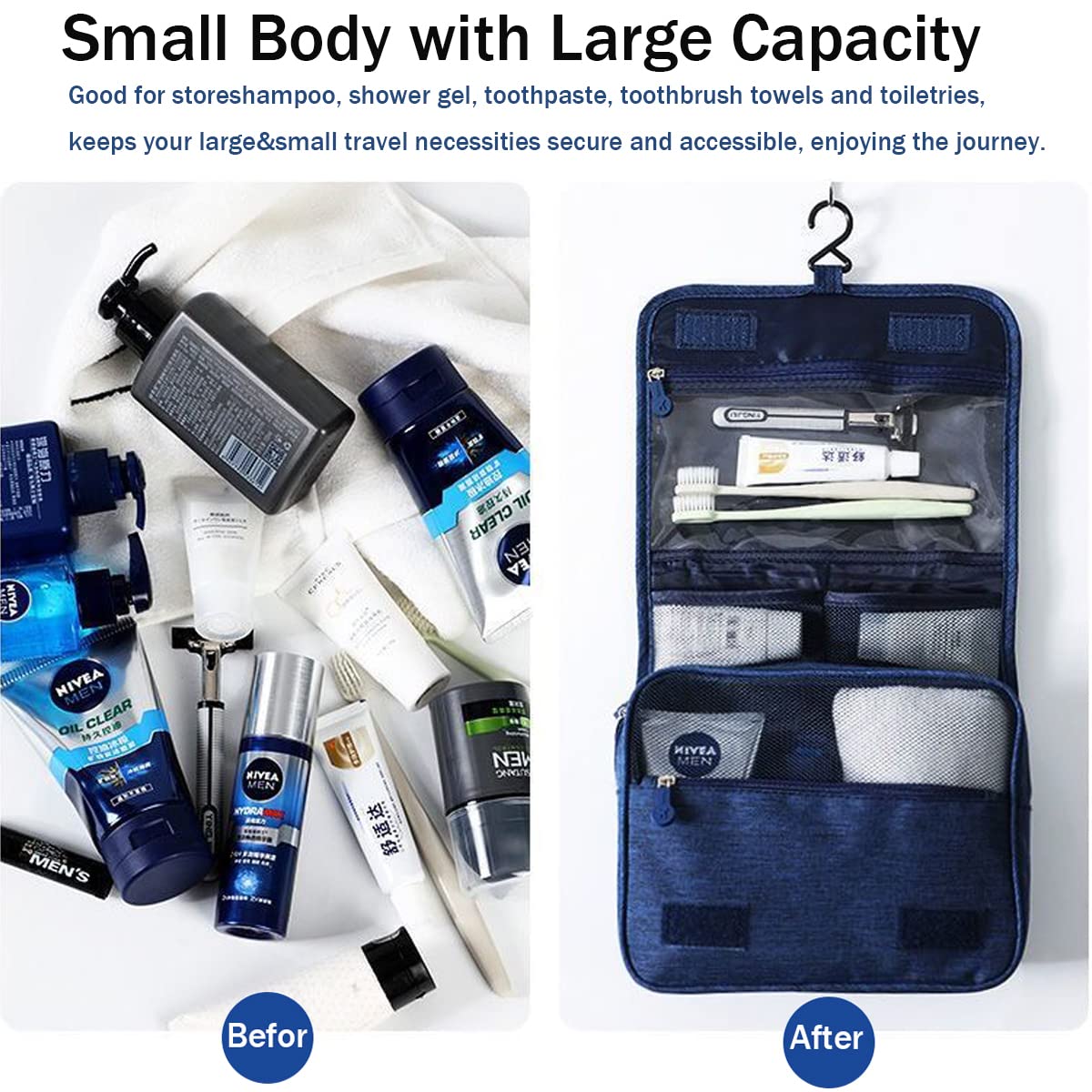 YYGOJOY Hanging Travel Toiletry Bag - Waterproof Cosmetic Organizer for Men Women Kids | Perfect for Camping & Gym