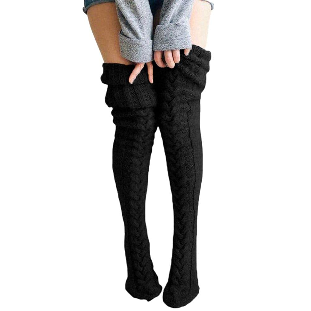 Women's Cable Knit Thigh High Boot Socks - Over The Knee Extra Long Winter Stockings & Leg Warmers for Casual Wear, Snow Boots & Cold Weather Outfits