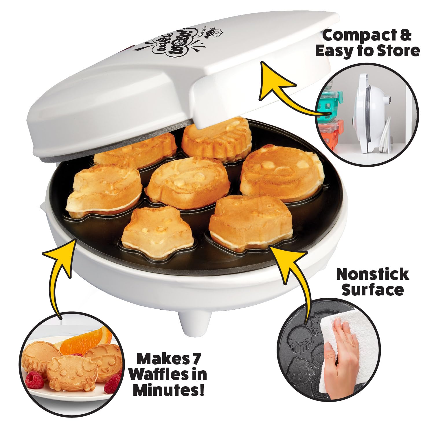 **Sea Creature Mini Waffle Maker - Electric Non-Stick Waffle Iron for Fun & Easy Breakfast - Create 7 Ocean Animal Shapes (Whale, Octopus, Crab) - Perfect for Kids, Adults & Family Breakfast, Birthday Gifts, Party Snacks**