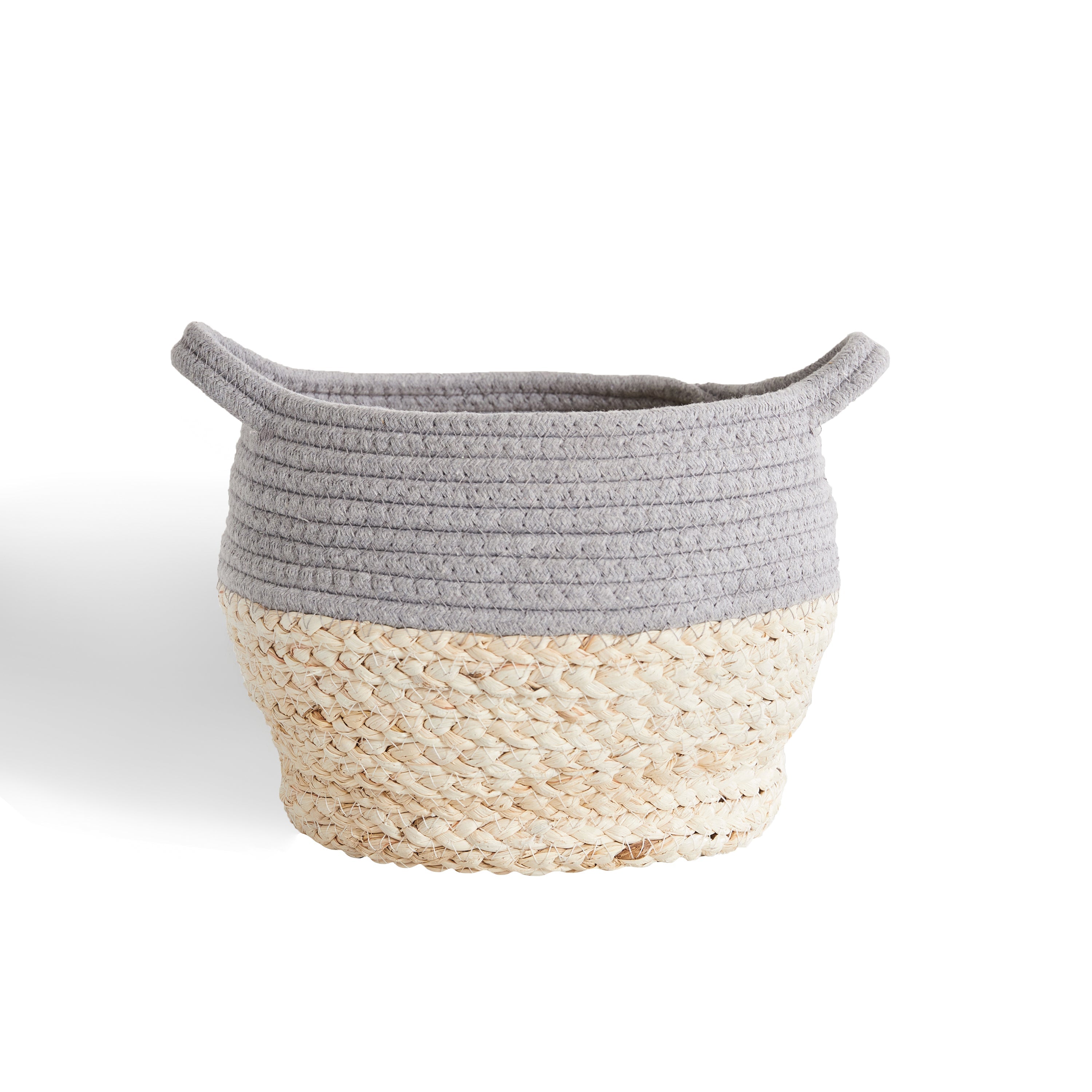 Natural Mozambique Grey Mini Drum Storage Basket - Handwoven Rattan Organizer for Home Decor, Toys, and Blankets | Perfect for Living Room, Nursery, and Bedroom Organization