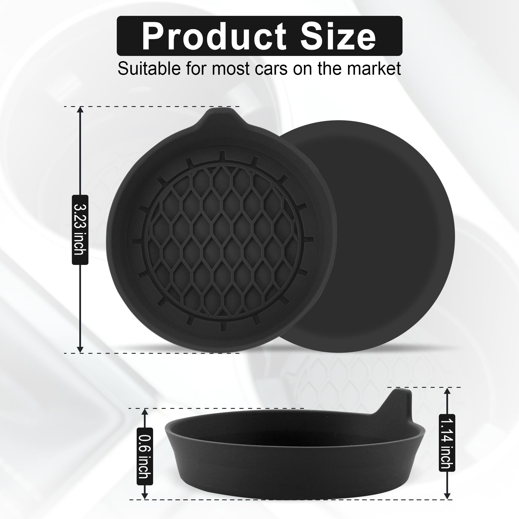 SINGARO 4-Pack Black Silicone Car Cup Holder Coasters - Universal Non-Slip Drink Holder Inserts for Cars, Trucks & SUVs - Perfect for Coffee, Soda & Water Bottles - Ideal Car Accessories for Men & Women