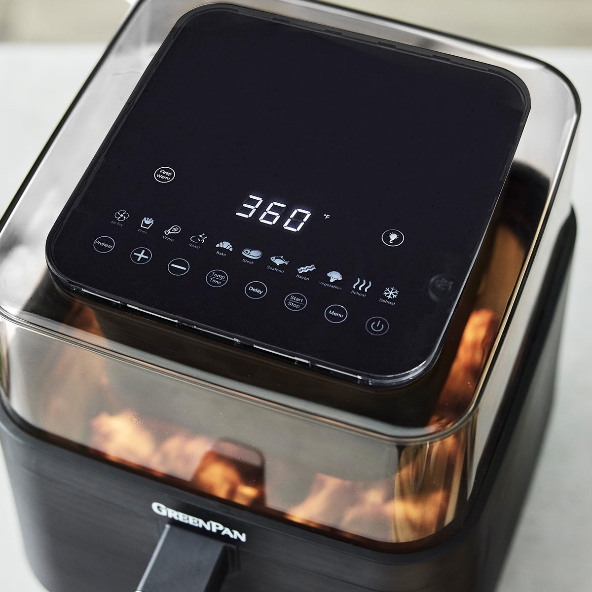 Bistro 7 Quart 360° Clear View Air Fryer - Large Capacity Digital Air Fryer Oven with Transparent Window for Healthy Cooking - Perfect for Family Meals, Snacks & Quick Dinners