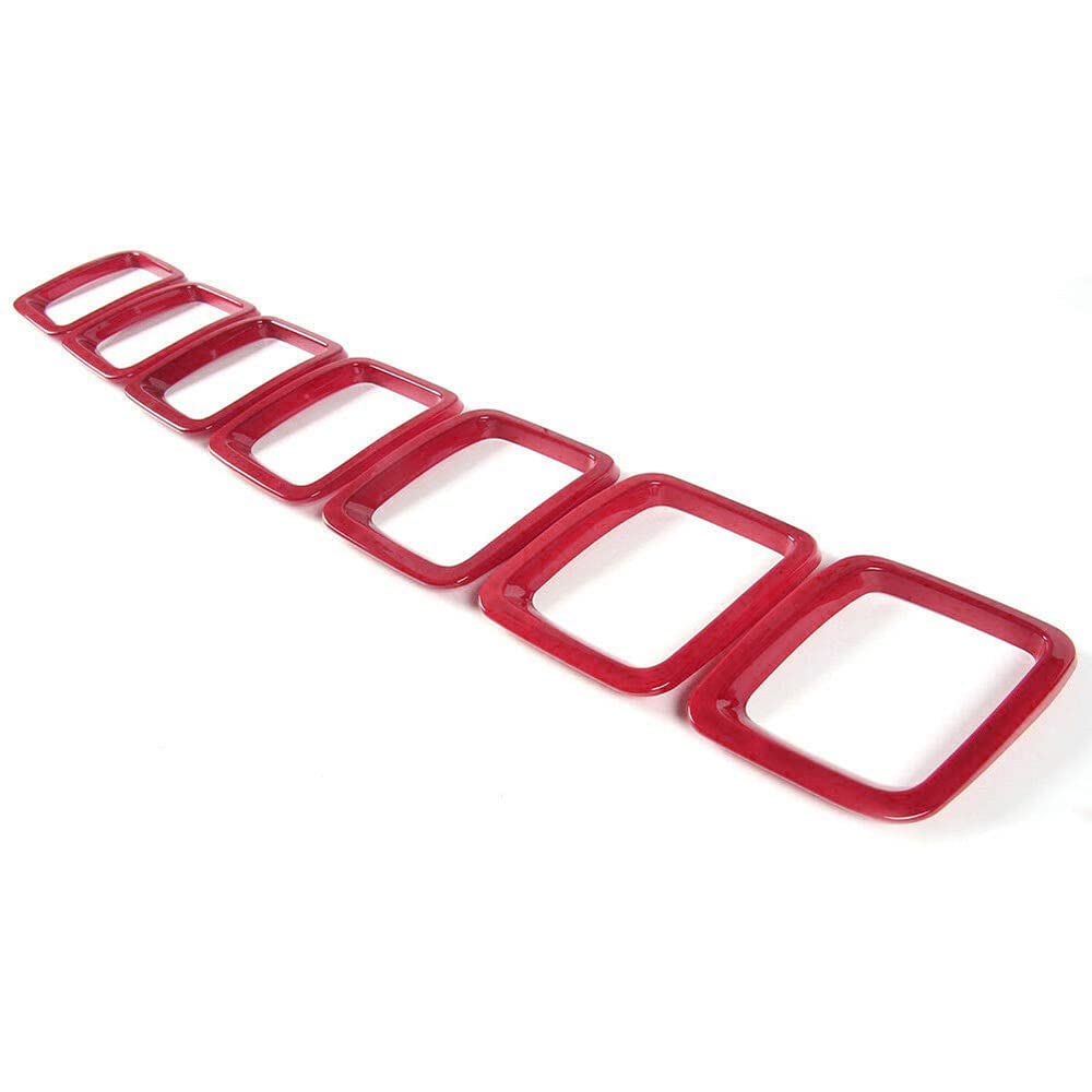 Jeep Compass 2017-2021 Front Grille Inserts Cover Rings Frame Trims Kit - 7PC Red Automotive Exterior Accessories for Off-Road & Street Style Enhancement