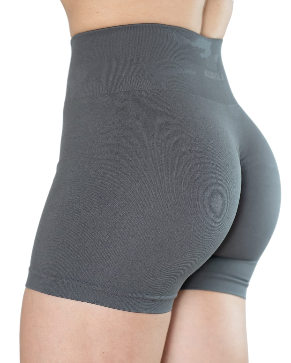 AUROLA Women's Seamless Camo Workout Shorts with Subtle Logo & Scrunch Design - Perfect for Yoga, Running & Gym