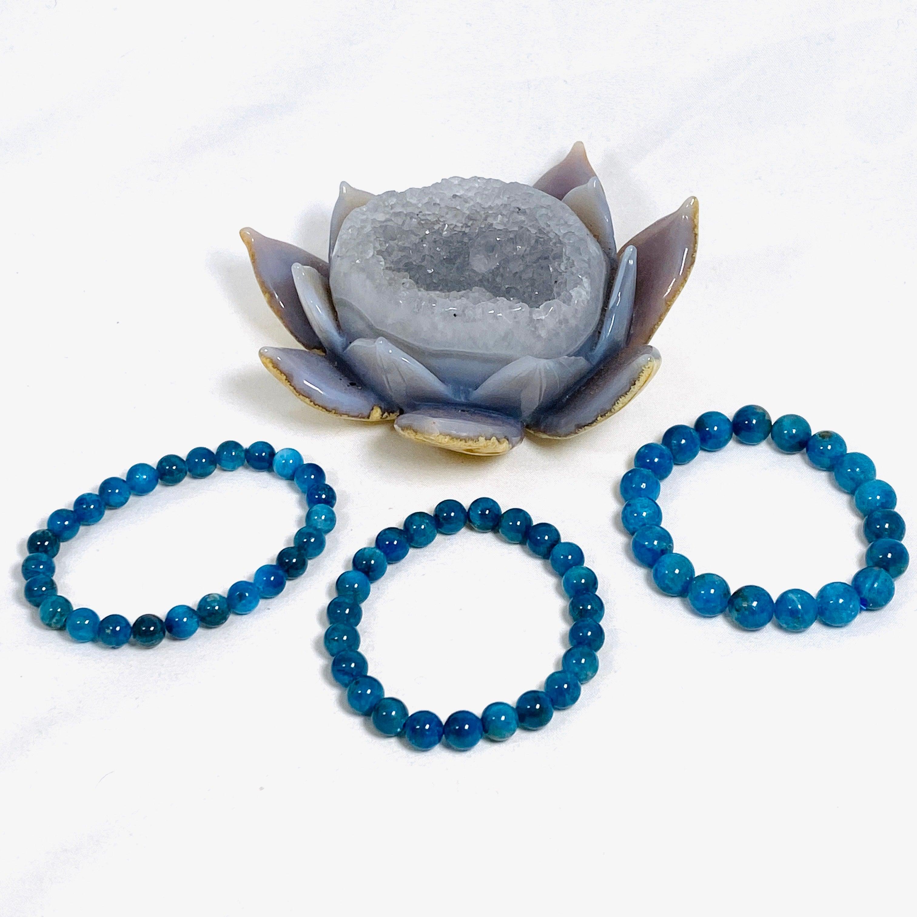 Blue Apatite Healing Bracelet for Women - Natural Gemstone Beaded Wristband for Chakra Balancing & Positive Energy - Perfect for Meditation, Yoga & Spiritual Jewelry Collection