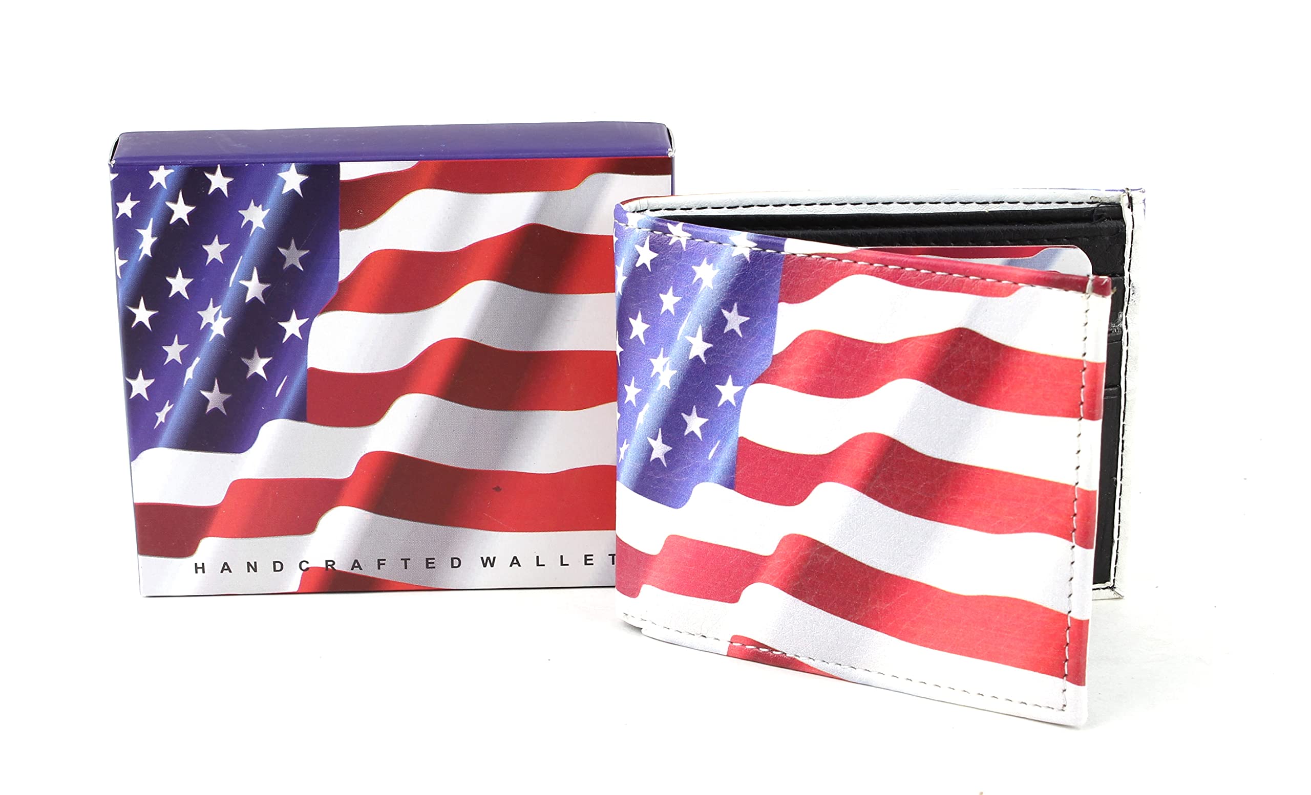 Men's Bifold Wallet - Vegan Leather RFID Blocking Slim Wallet with American Flag Design | 2 ID Windows, 7 Card Slots & Cash Pockets | Perfect Gift for Dad, Husband, Boyfriend | Ideal for Travel, Work & Everyday Use