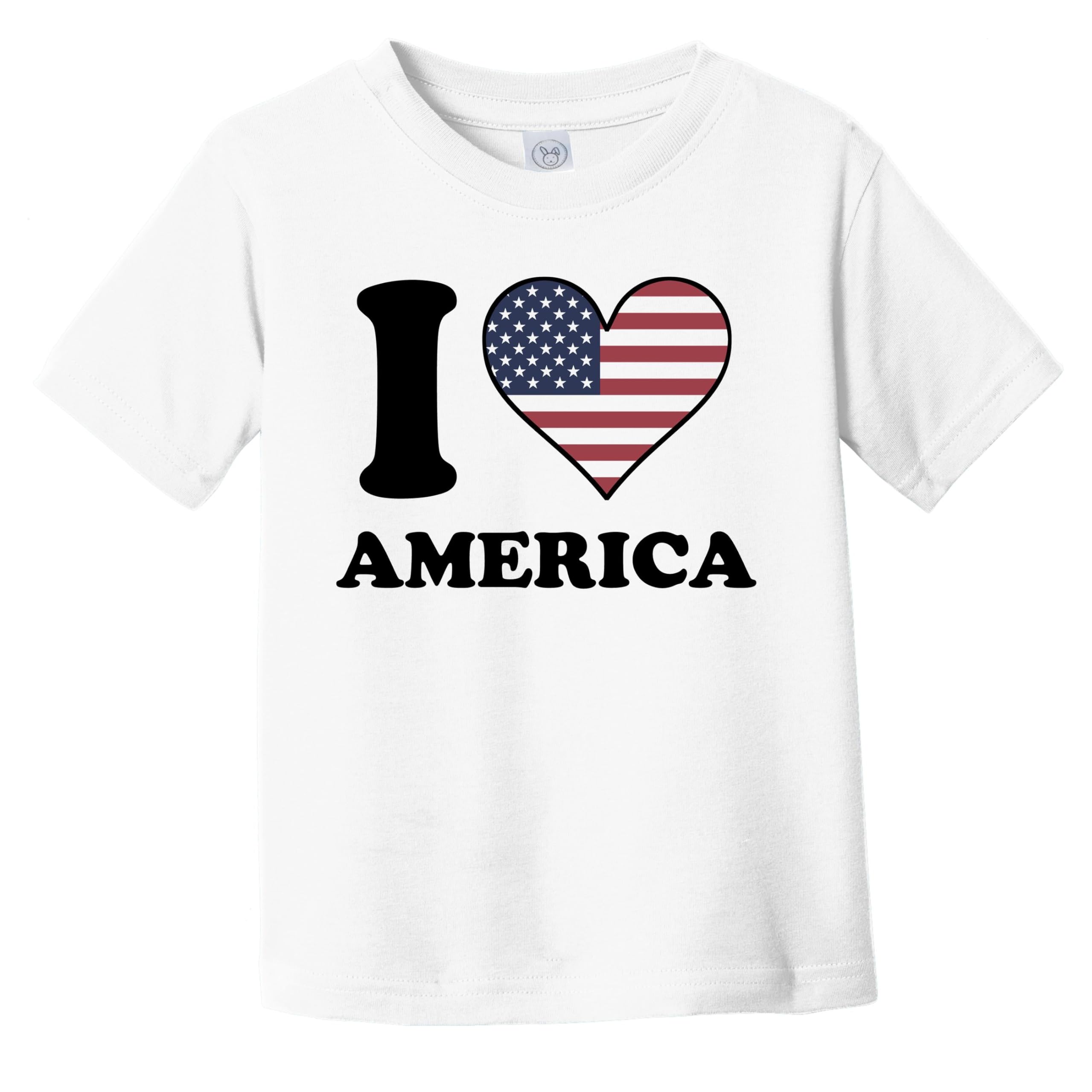 American Flag Heart Print Infant Toddler T-Shirt - Patriotic Baby Clothes for 4th of July & Memorial Day Celebrations