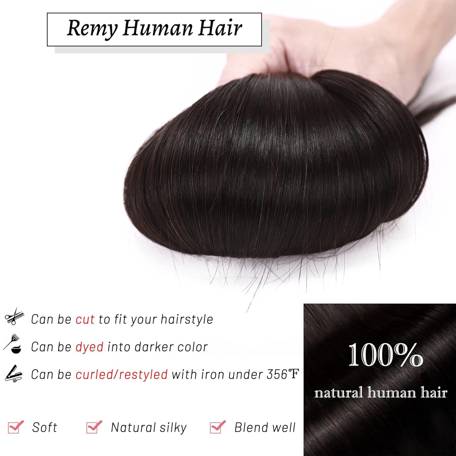Majik Straight 24-Inch Dark Brown Human Hair Extensions with 5 Clips - 100g Natural Look & Feel for Women & Girls - Perfect for Daily Wear, Parties & Special Occasions