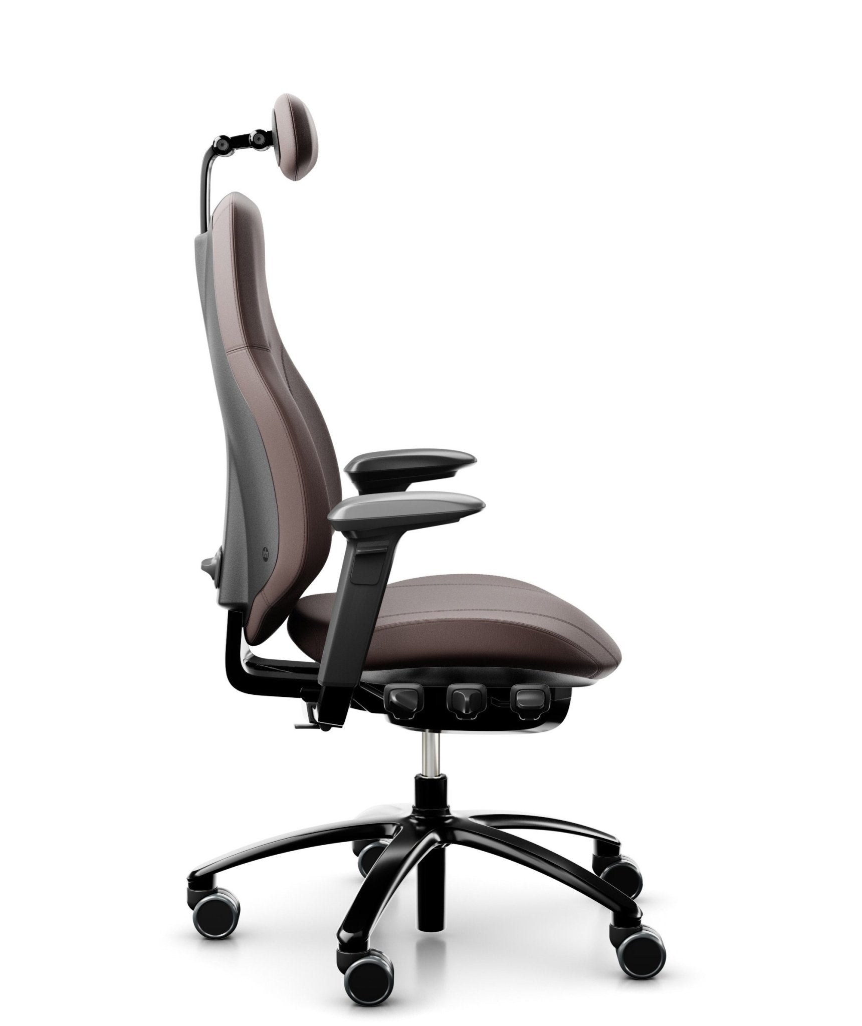 RH Mereo 220 Black Leather Office Chair with Maroon Accents - Ergonomic Executive Desk Chair for Home & Office Workspace