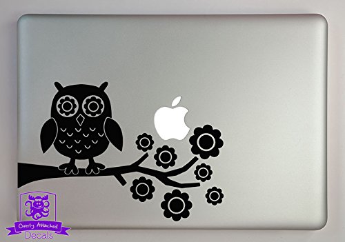Black Overly Attached Owl on Tree Branch Vinyl Decal - Perfect for 11