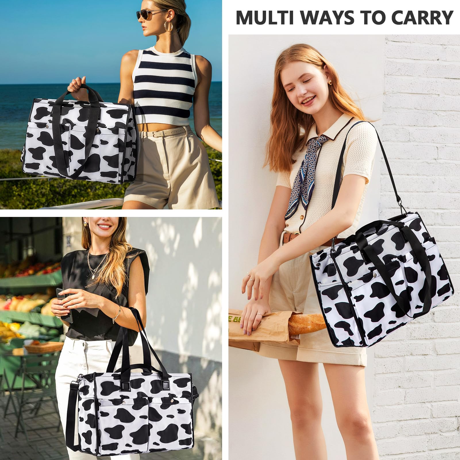 Stylish Large Tote Bag for Women - Embroidered Weekender Handbag with Spacious Compartment | Perfect for Travel, Work, and Shopping