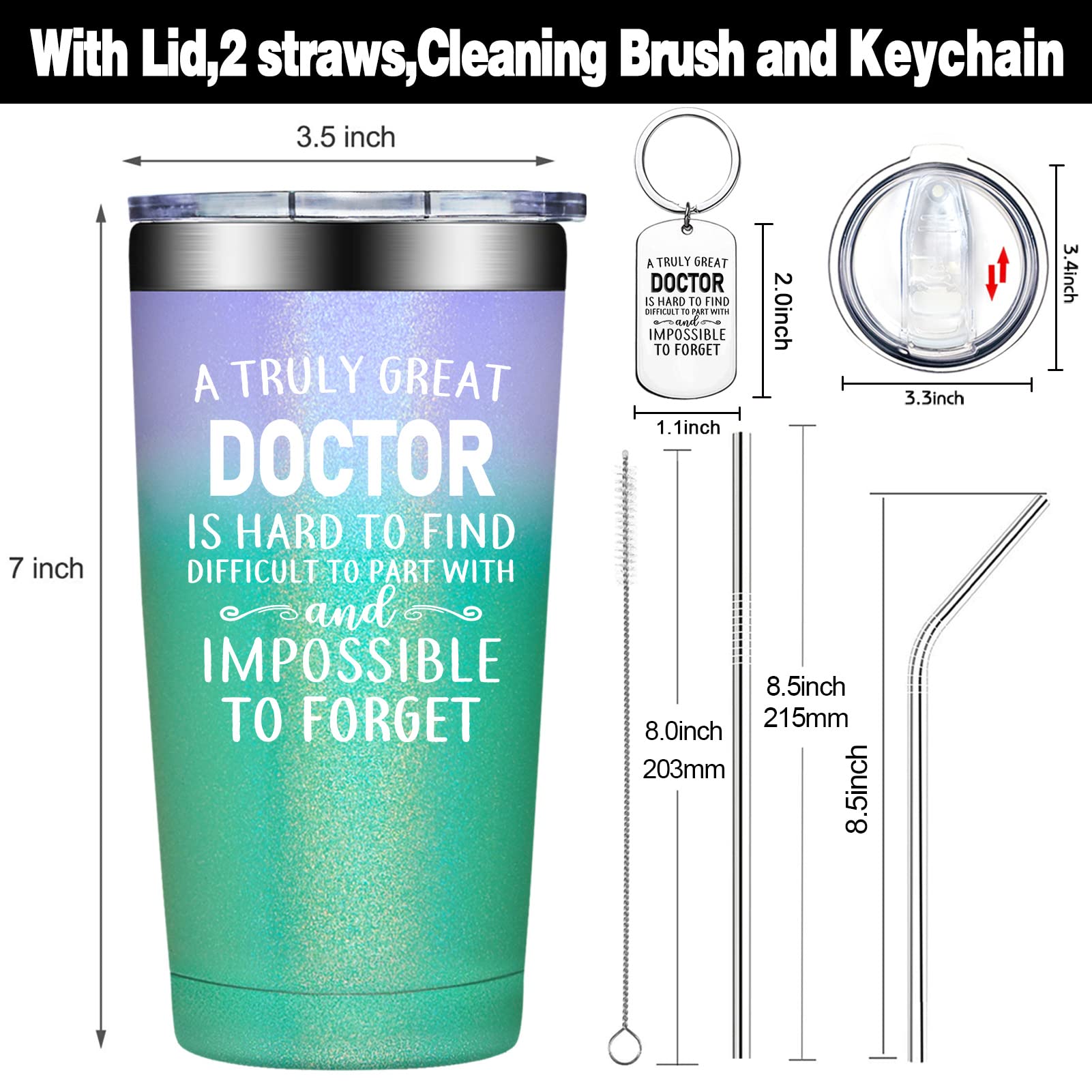 20oz Insulated Tumbler for Women Doctors - Perfect Doctor Appreciation Gift for Graduation, Doctors Day & Medical Professionals - Keeps Drinks Hot/Cold - Ideal for Hospital Shifts, Clinics & Office Use