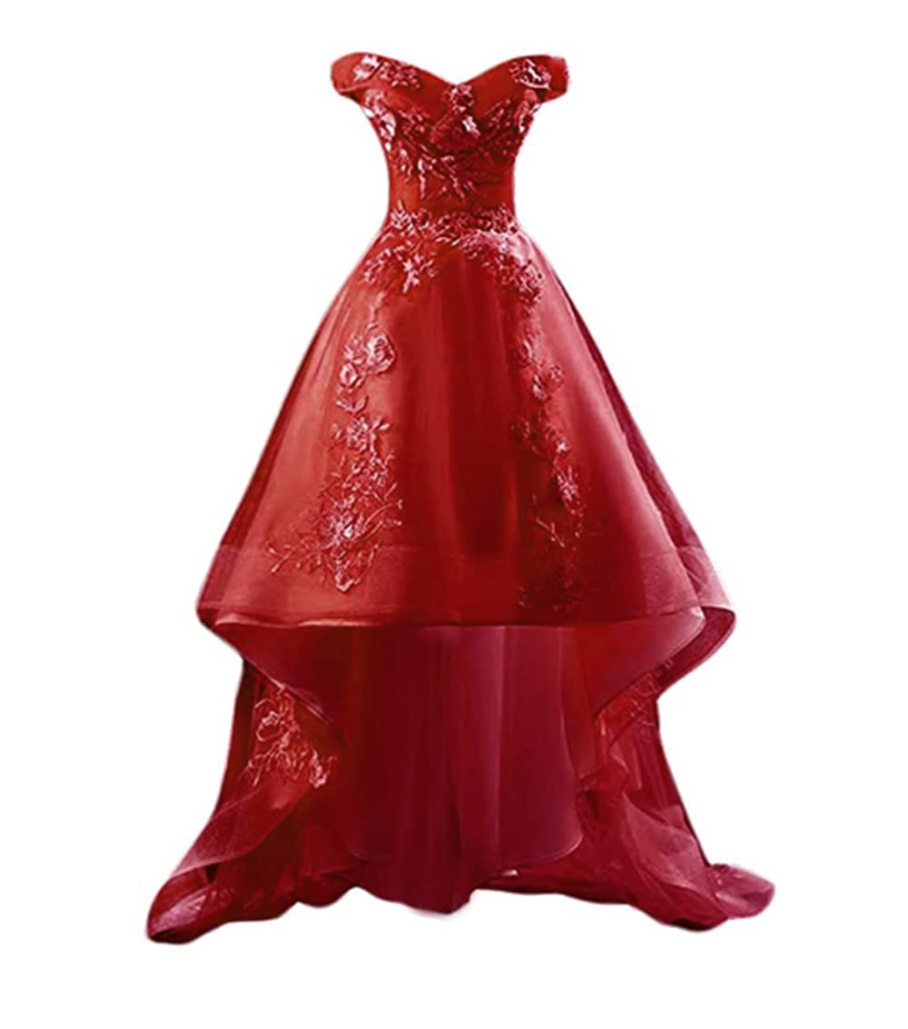 ANGELA Women's Off Shoulder High Low Prom Dress 2021 - Elegant Applique Homecoming Gown for Teens | Perfect for Prom Night, Graduation Party & Special Occasions