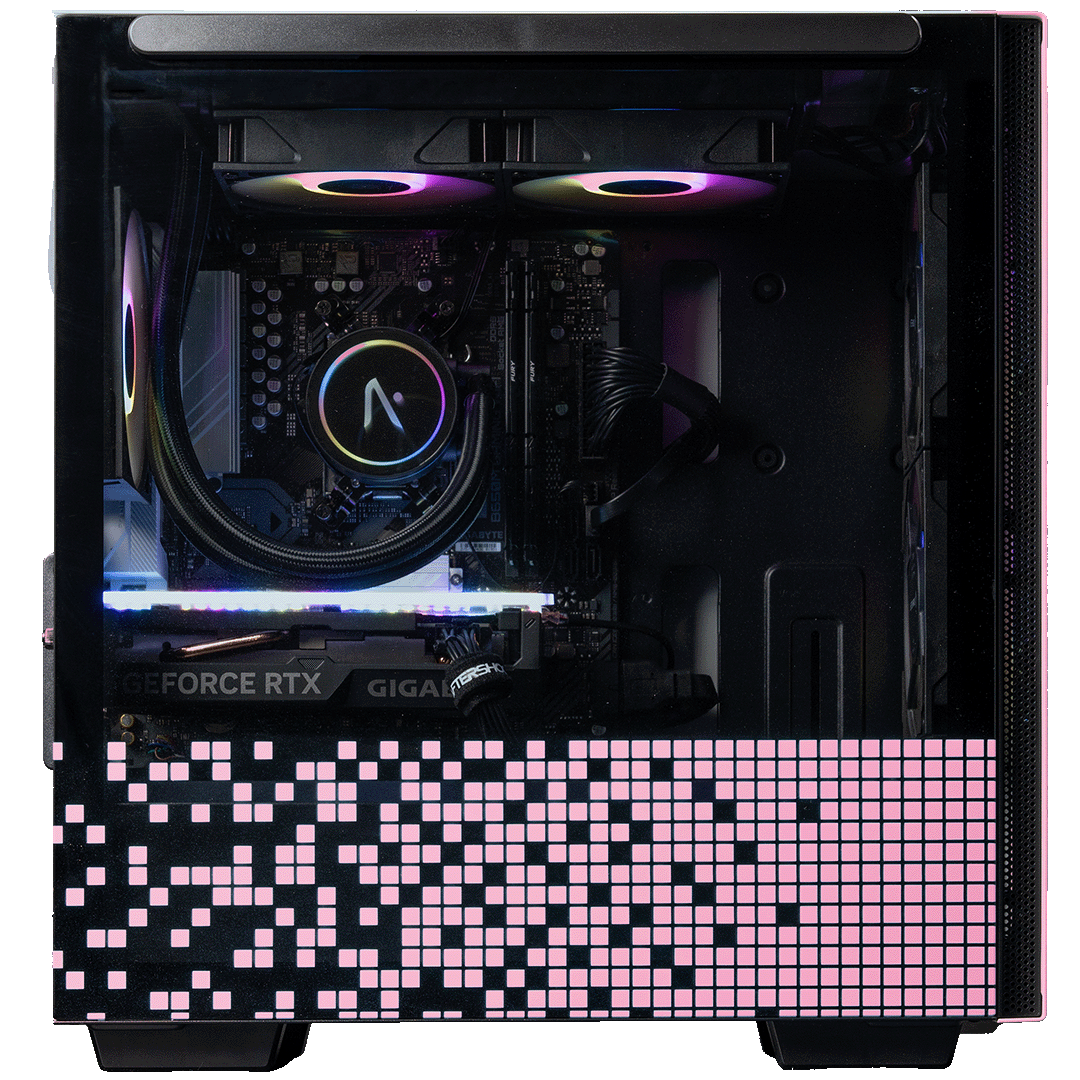 Aftershock Pixel Heart Pink Gaming Desktop PC - AMD Ryzen 5 7500F Processor, NVIDIA RTX 4060 Graphics - Perfect for Esports, Streaming & Content Creation